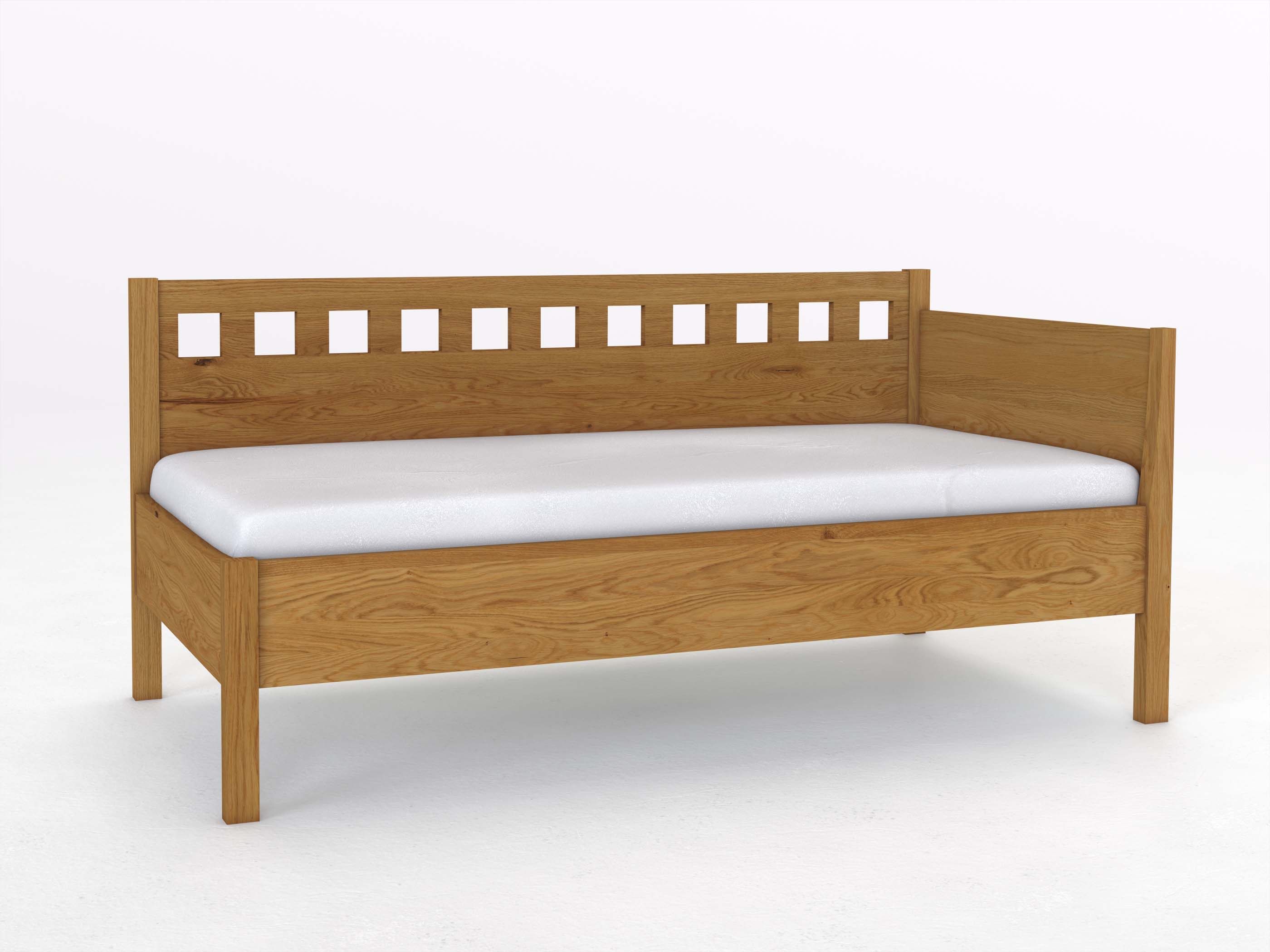 Sofabett „Katrin“ aus Eiche in den Maßen 90 x 200 cm - mit Armlehne rechts