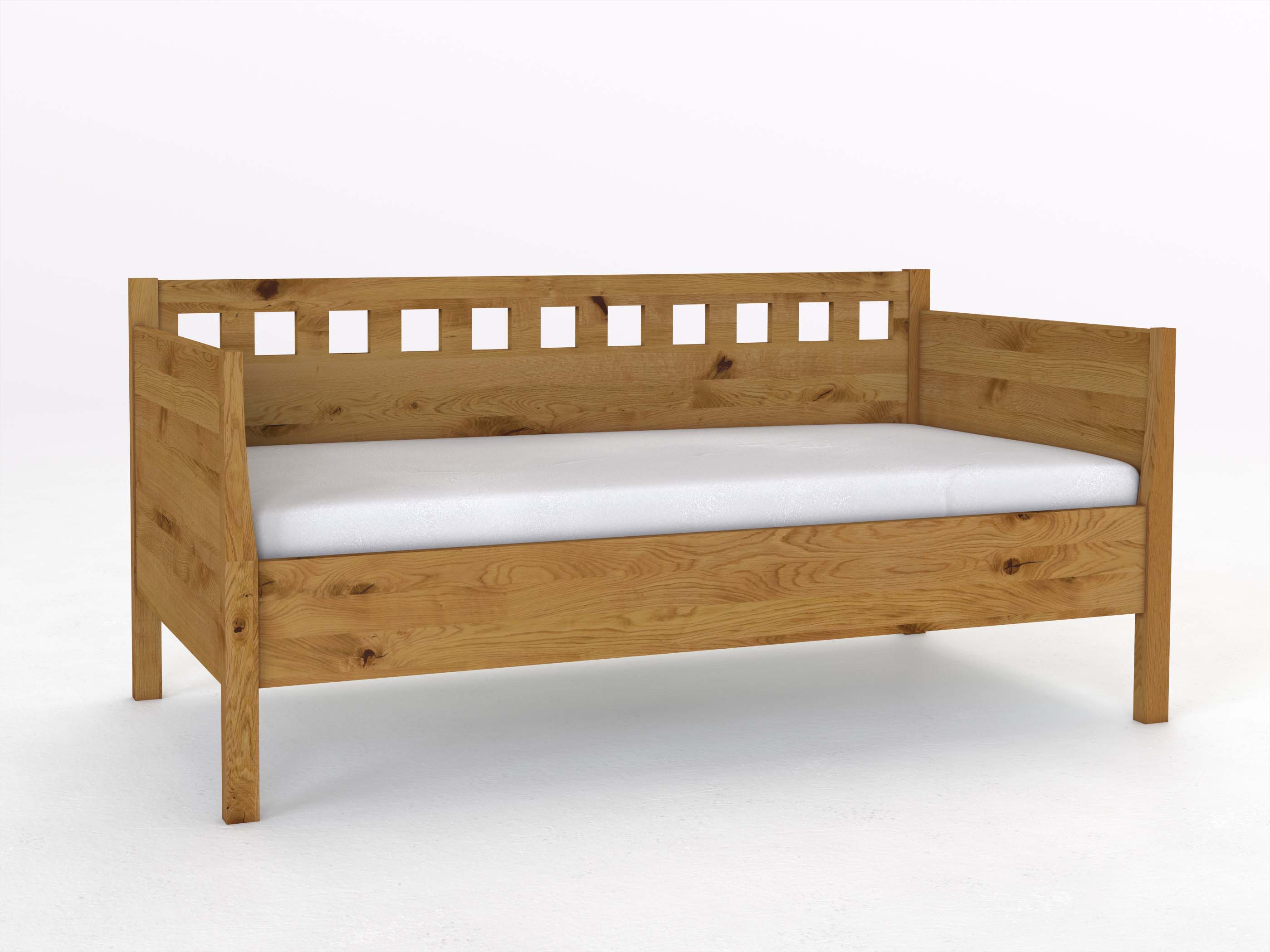Sofabett „Katrin“ aus Wildeiche in den Maßen 90 x 200 cm - mit zwei Armlehnen