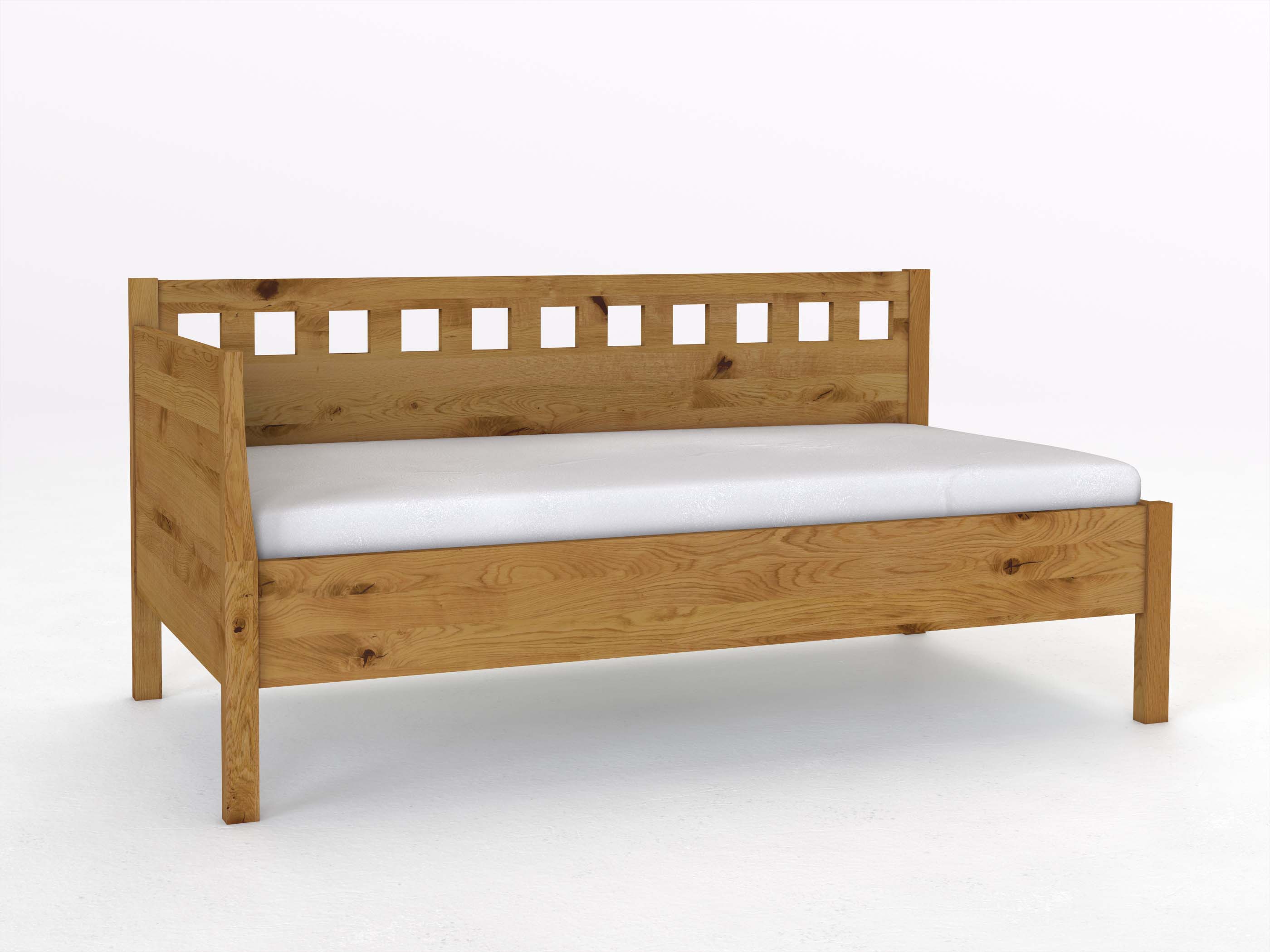 Sofabett „Katrin“ aus Wildeiche in den Maßen 90 x 200 cm - mit Armlehne links