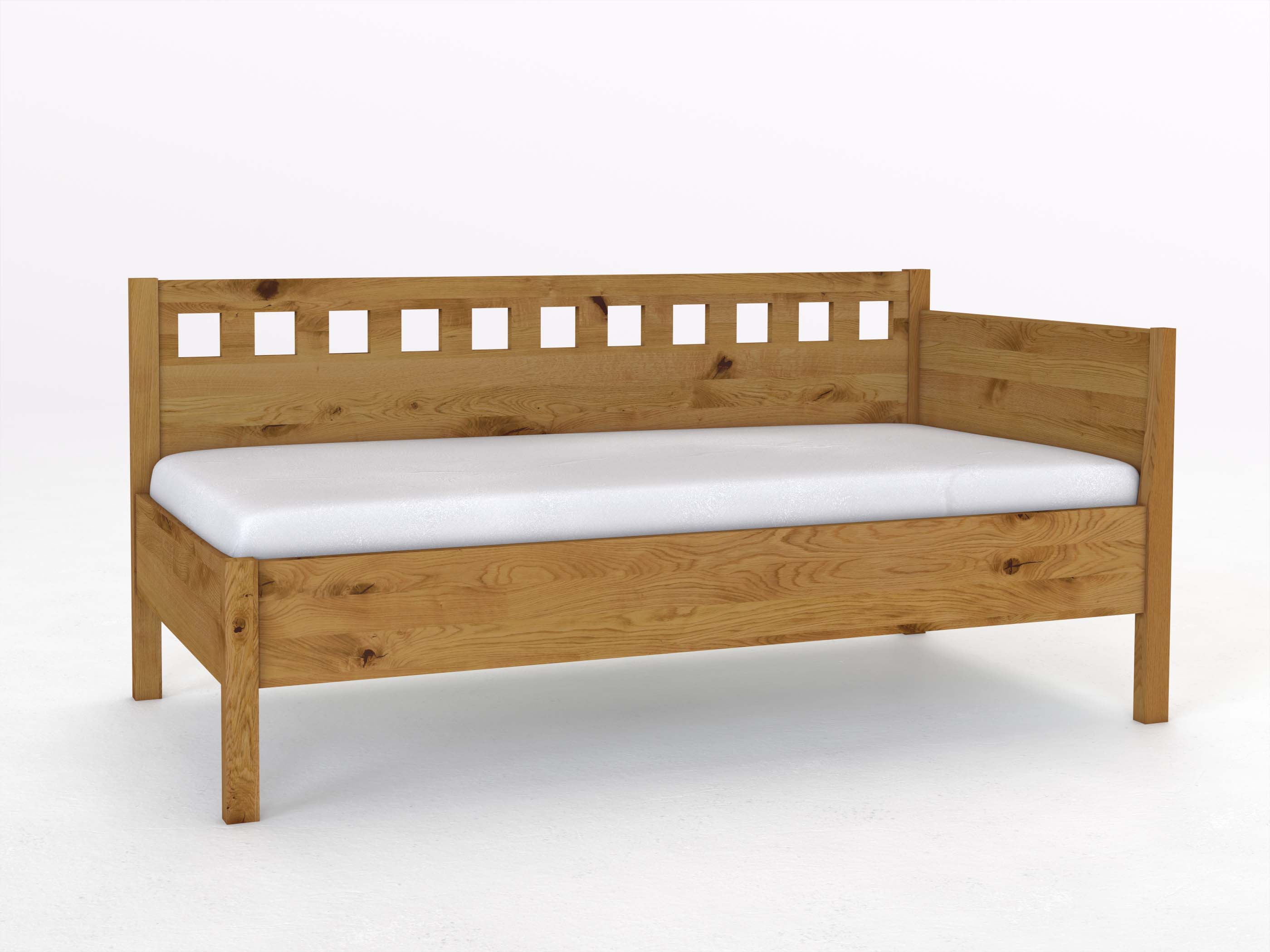 Sofabett „Katrin“ aus Wildeiche in den Maßen 90 x 200 cm - mit Armlehne rechts