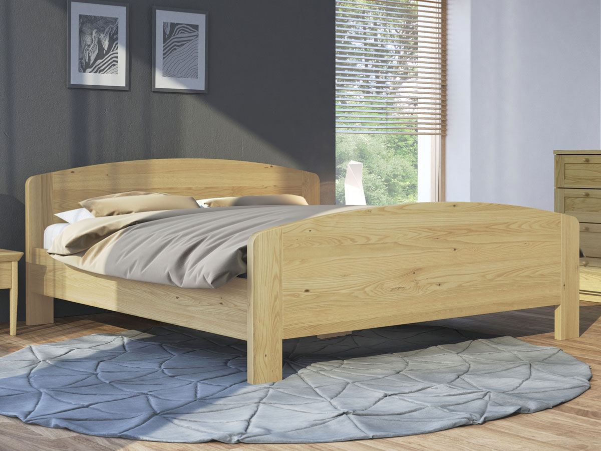 Schlafzimmer mit Massivholzbett aus Kastanie "Kerstin" 180 x 200 cm