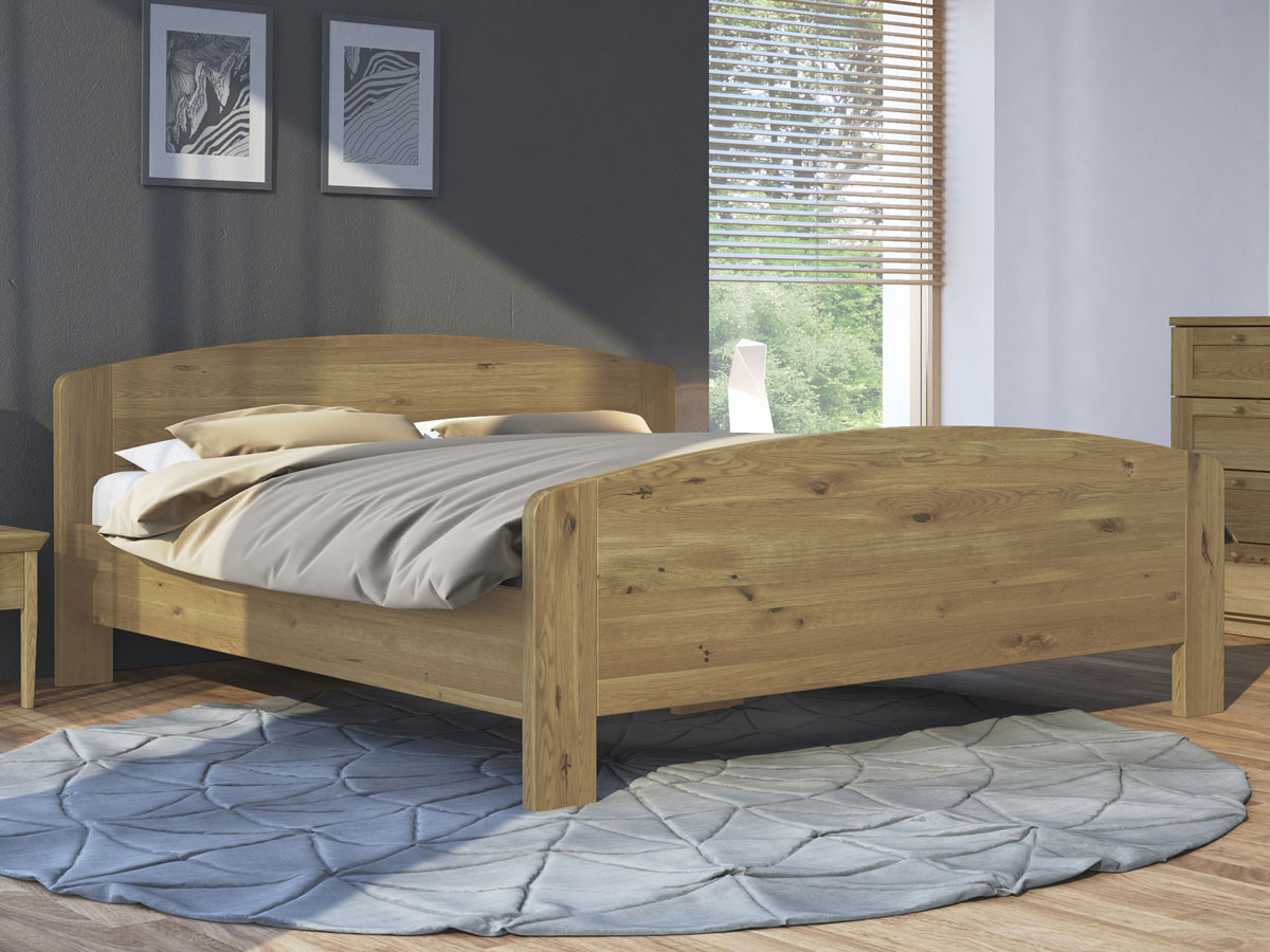Schlafzimmer mit Massivholzbett aus Wildeiche "Kerstin" 180 x 200 cm