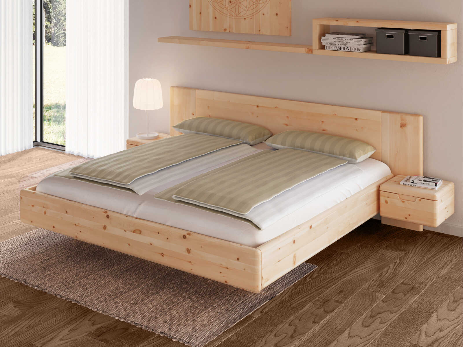 Zirbenschlafzimmer mit Zirbenholzbett „Leonie“