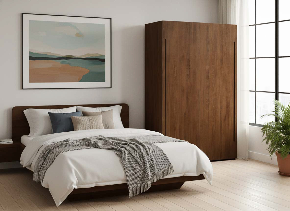 Buchenschrank Dunkel „Ludwig", 2-türig, Höhe 220 cm, Griff C