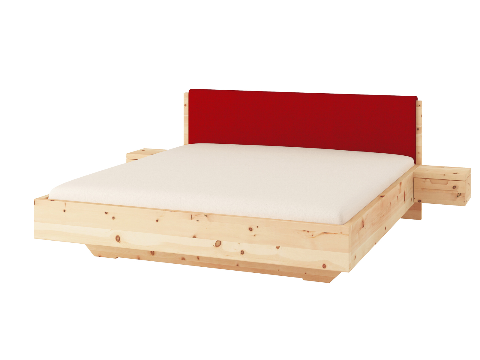 (Abb. in Zirbe) „Lukas“ in 180 x 200 cm mit zwei Nachttischen