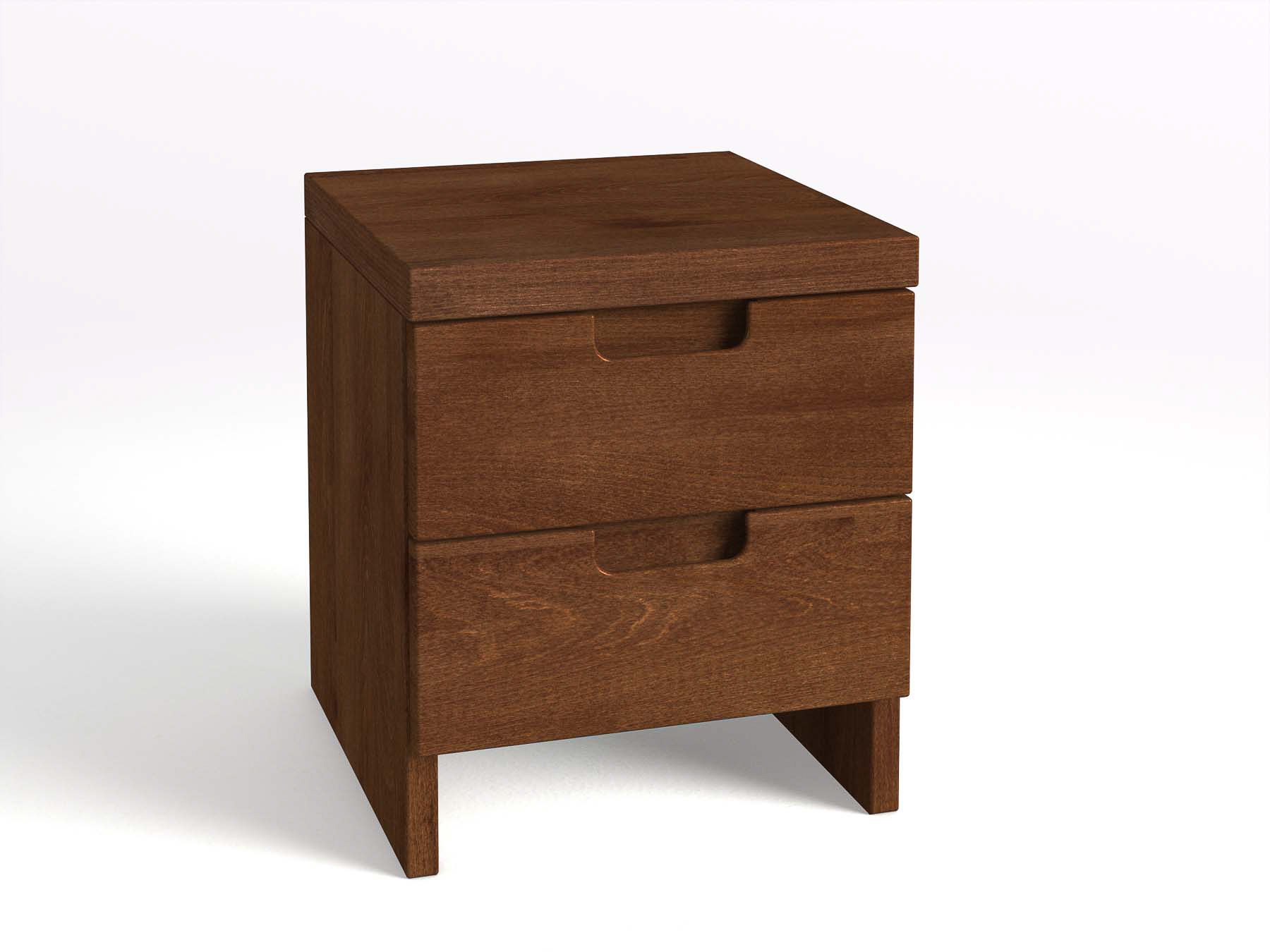Nachttisch Buche Dunkel „Lukas“  in Komforthöhe, mit 2 Schubladen