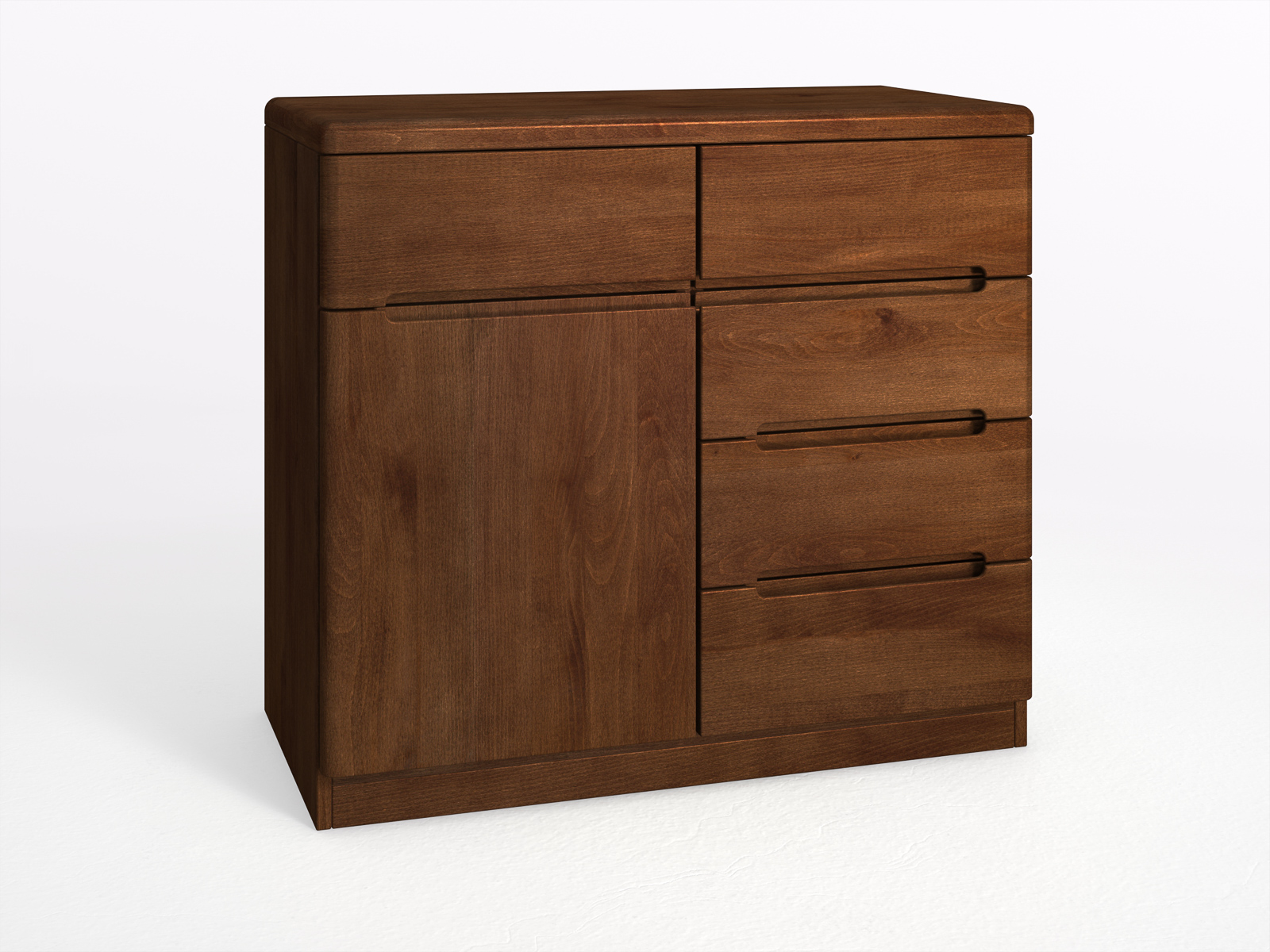 Buchenkommode Dunkel „Marlon“ mit 1 Tür und 5 Laden