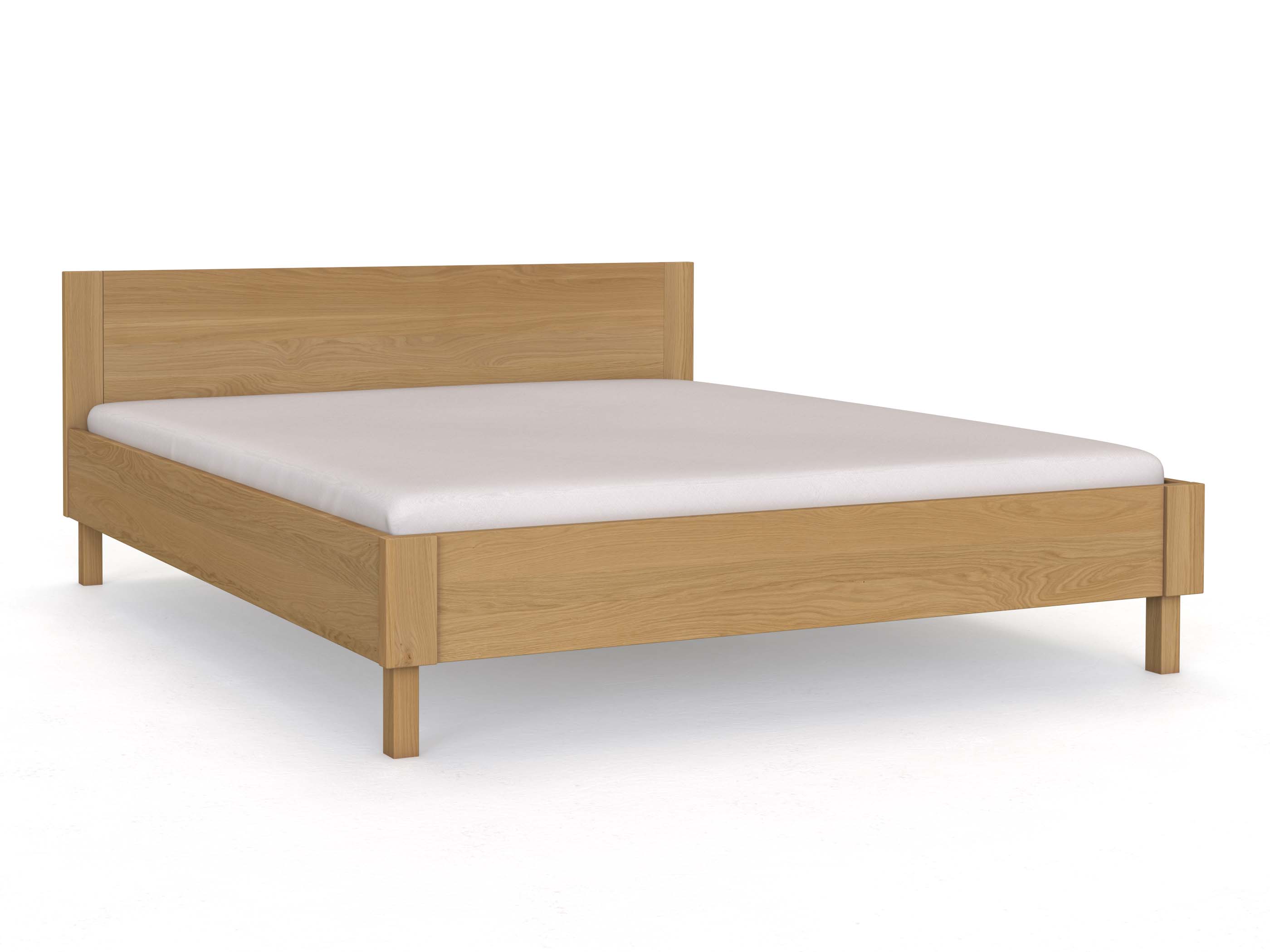 Eichenbett Hell „Max“ 180 x 200 cm mit geradem Kopfteil