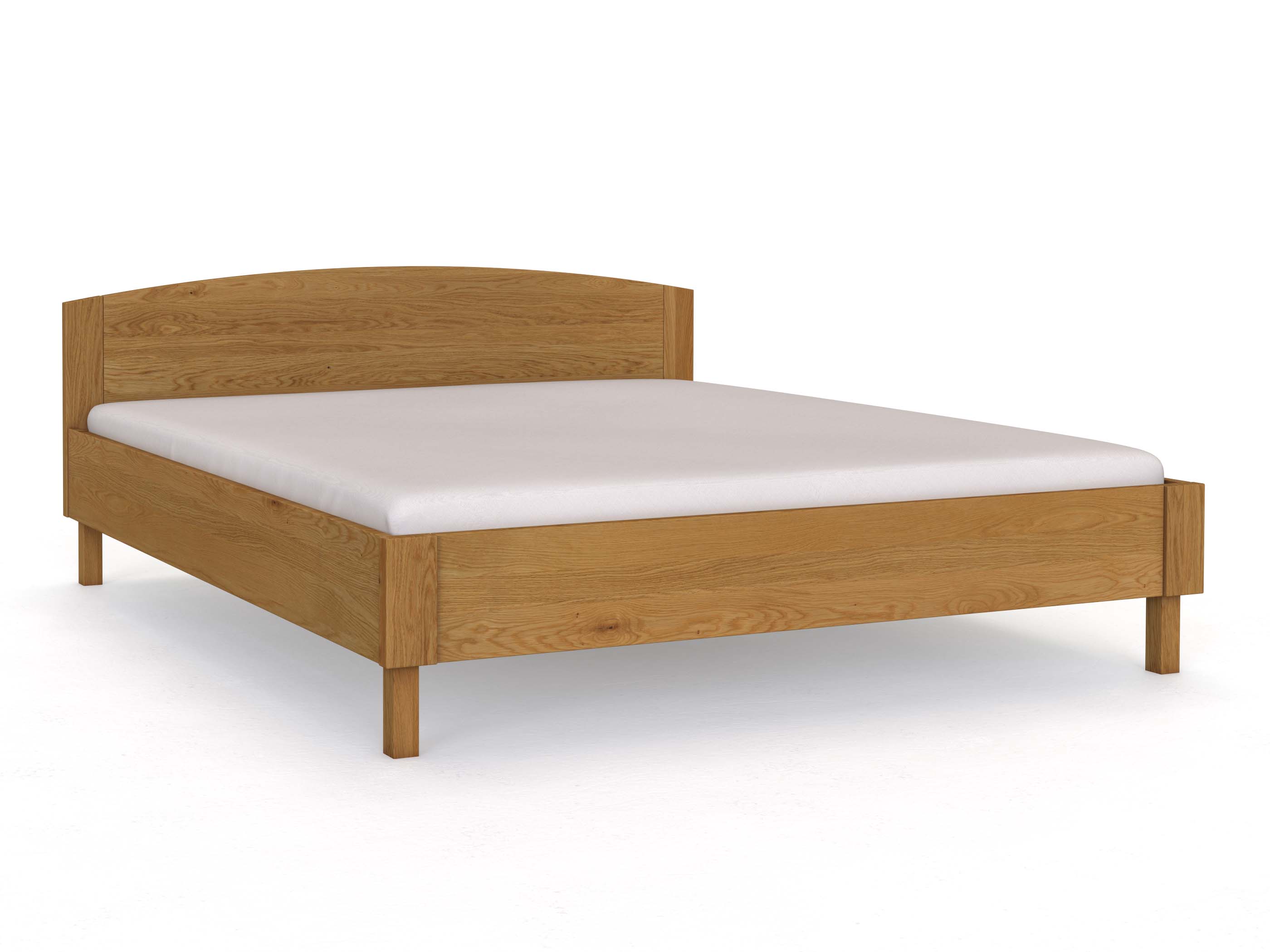 Eichenbett „Max“ 180 x 200 cm mit gewölbtem Kopfteil