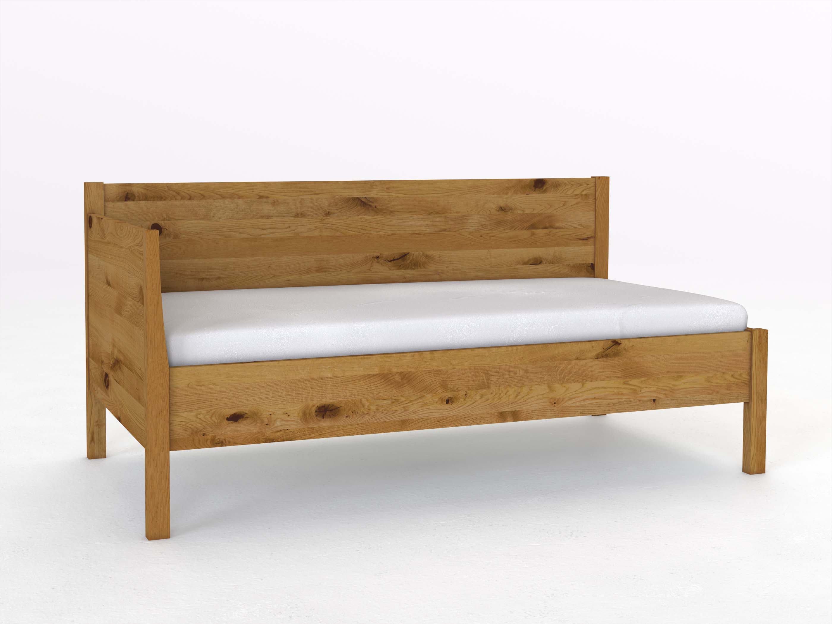 Sofabett „Melanie“ aus Wildeiche in den Maßen 90 x 200 cm - mit Armlehne links