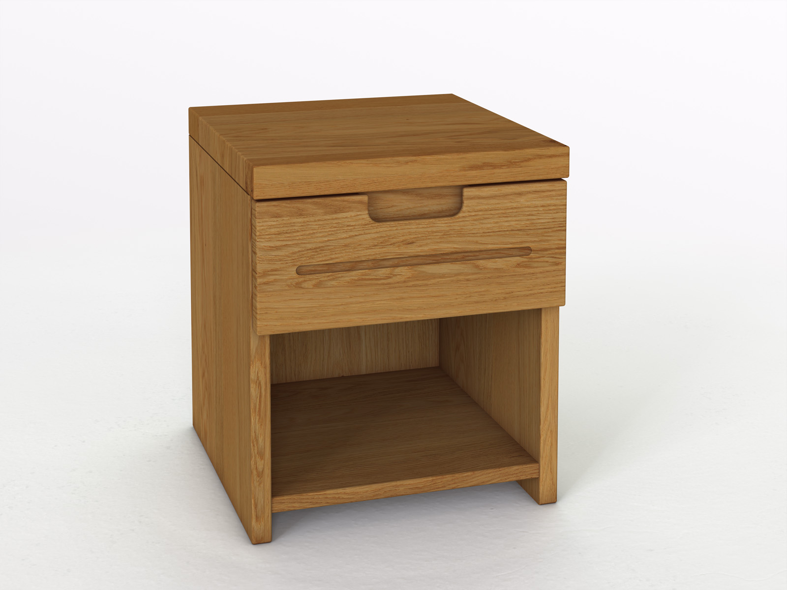 Nachttisch „Lukas“ aus Eiche in Komforthöhe, mit einer Schublade