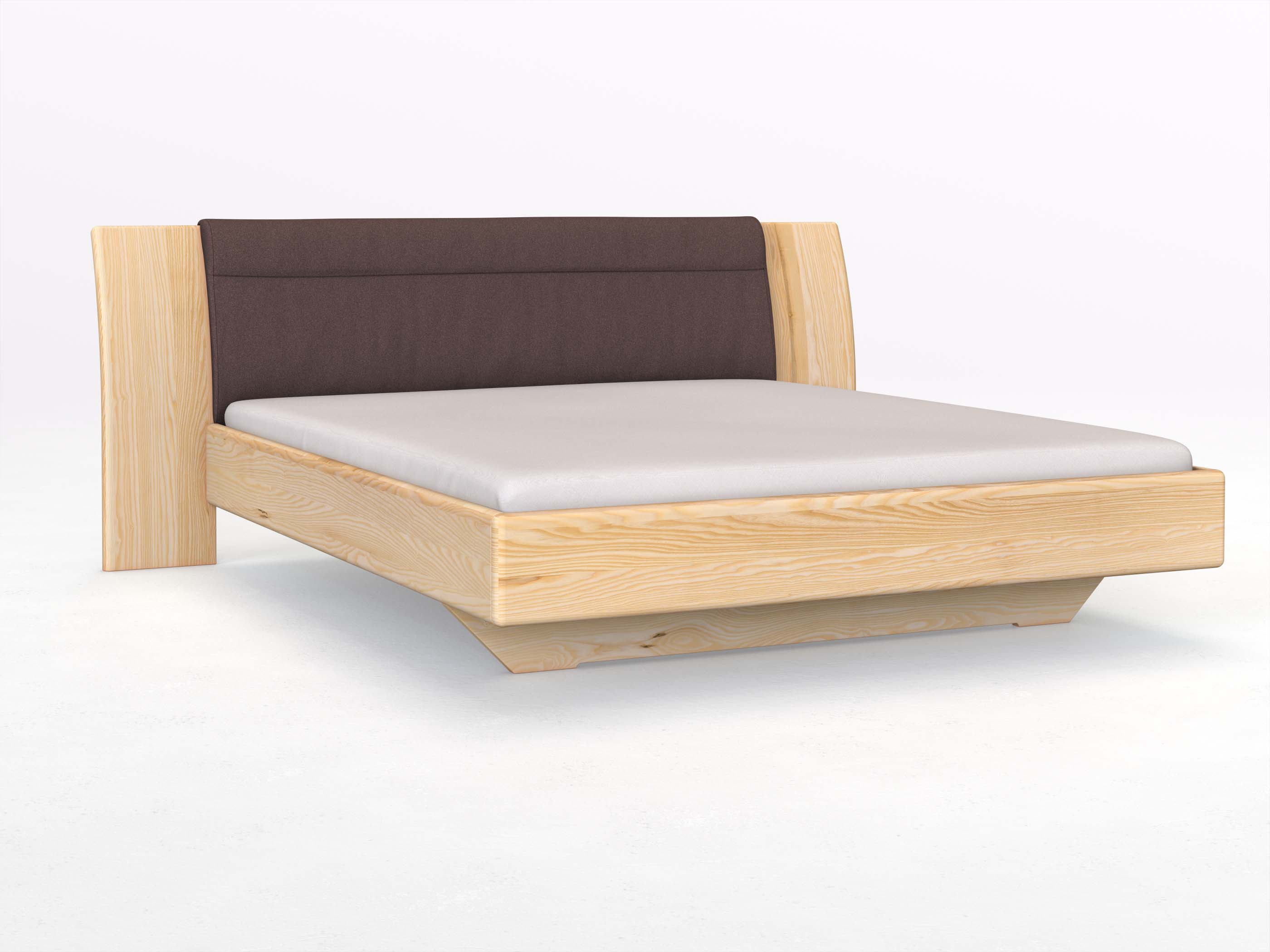 Eschenbett „Nadja“ in 180 x 200 cm, mit Stoff: Schafschurwolle „Loden“ in der Farbe Abenddämmerung