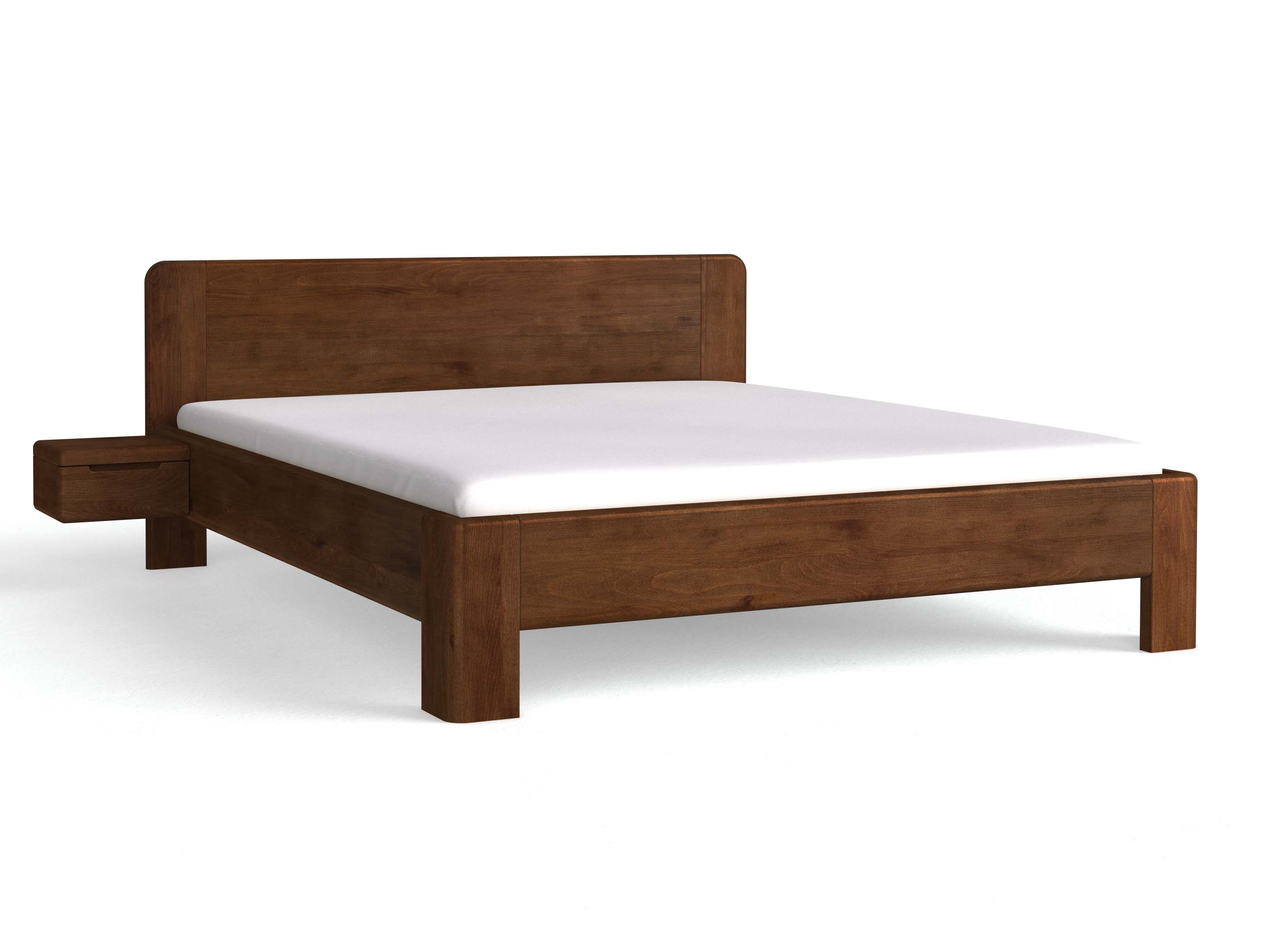 Buchenbett Dunkel „Niklas“ mit zwei Nachttischen Griff: Griffleiste B