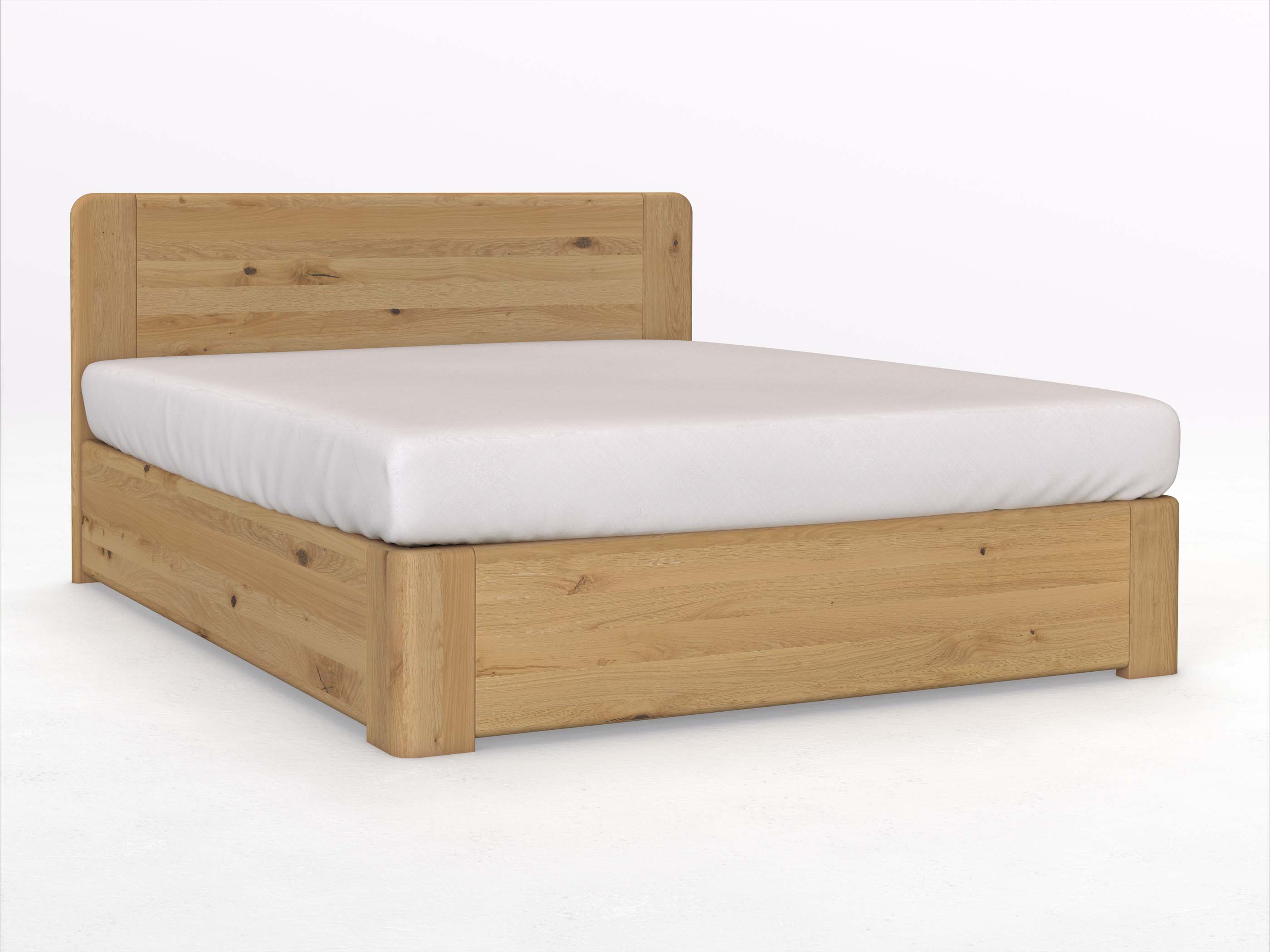 Wildeichenbett Hell „Niklas“ Boxspring 180 x 200 cm ohne Gravur, ohne Unterbettkommode