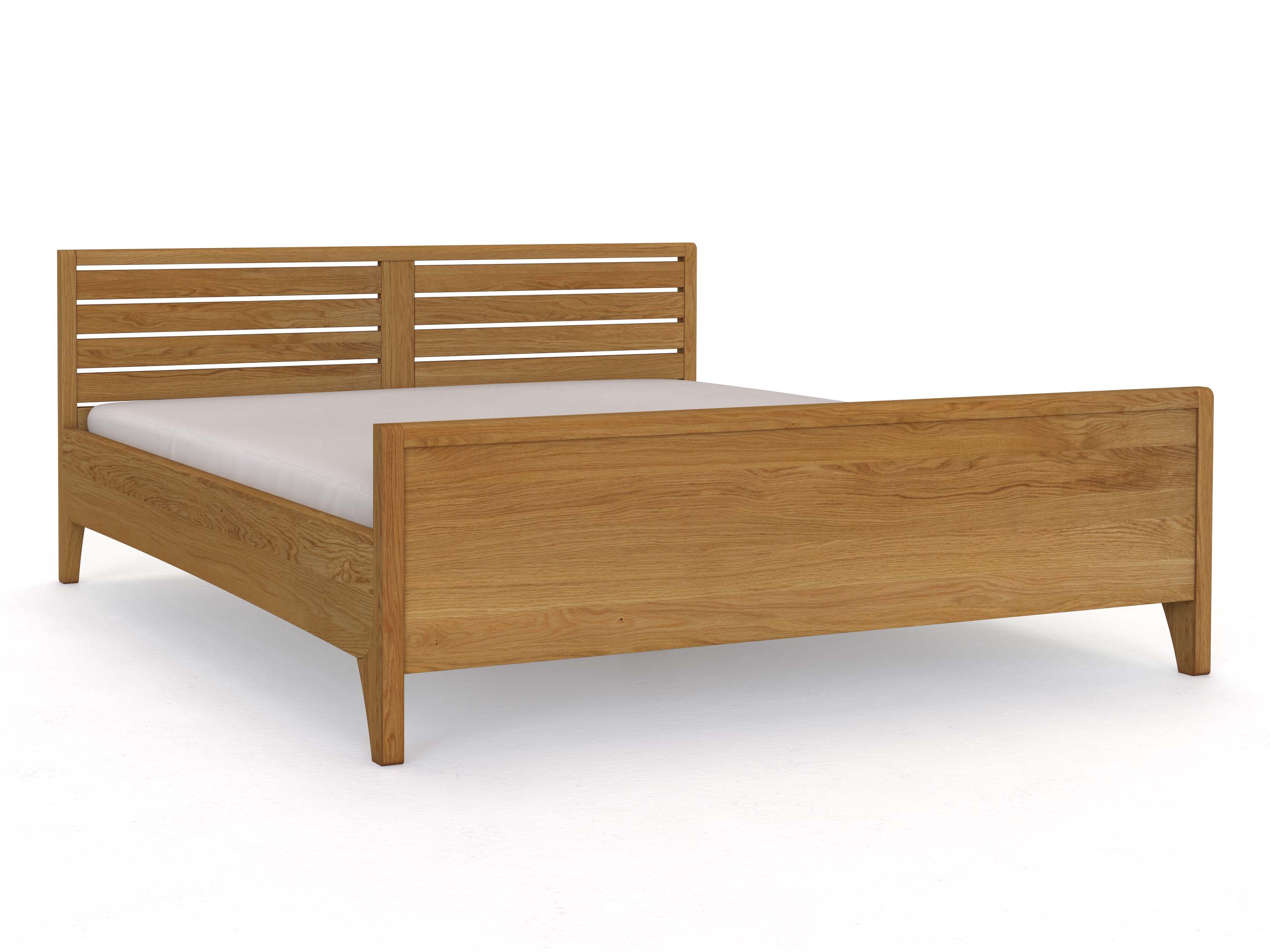 Bett „Nina“ aus Eiche in 180 x 200 cm, mit erhöhtem Fußteil