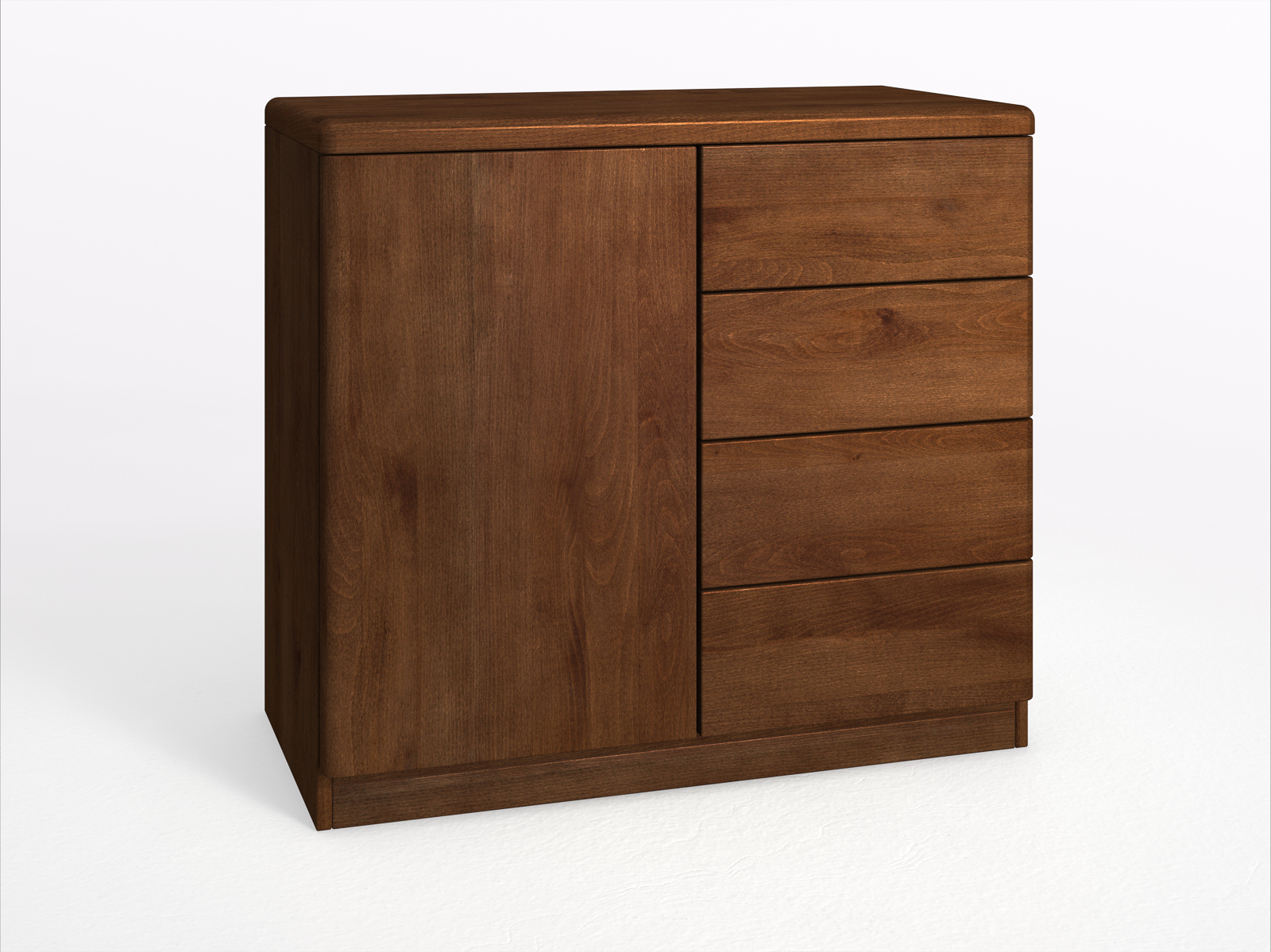 Kernbuchenkommode Dunkel „Nora“ mit 1 Tür und 4 Laden