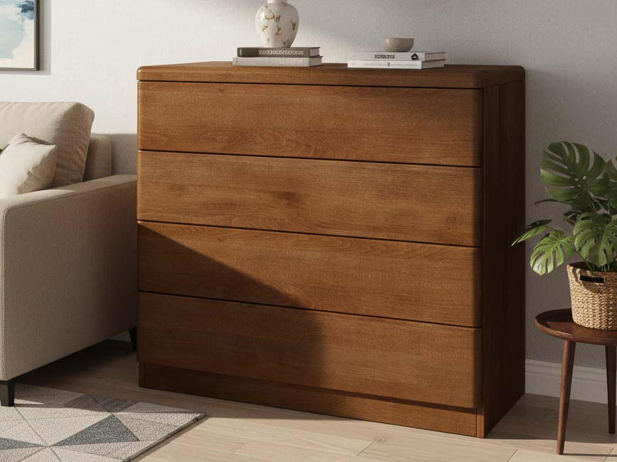 Kernbuchenkommode Dunkel „Nora“ mit 4 Laden