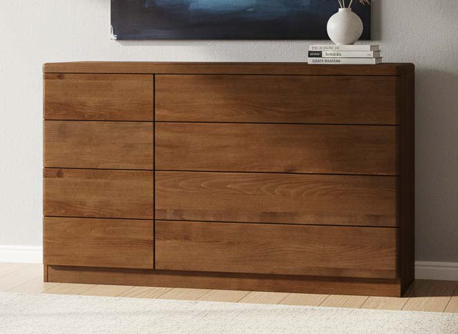 Kernbuchenkommode Dunkel „Nora“ mit 4 schmalen und 4 breiten Laden rechts