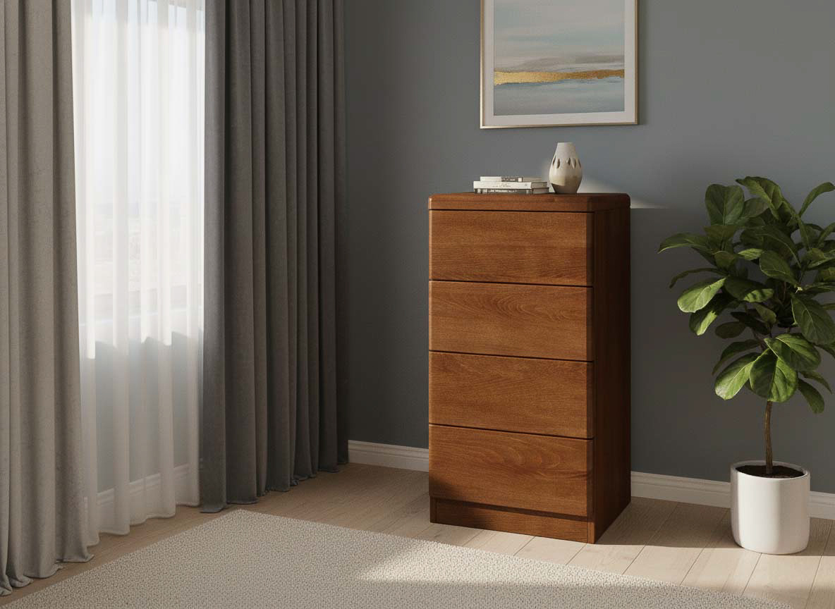 Kernbuchenkommode Dunkel „Nora“ mit 4 Laden