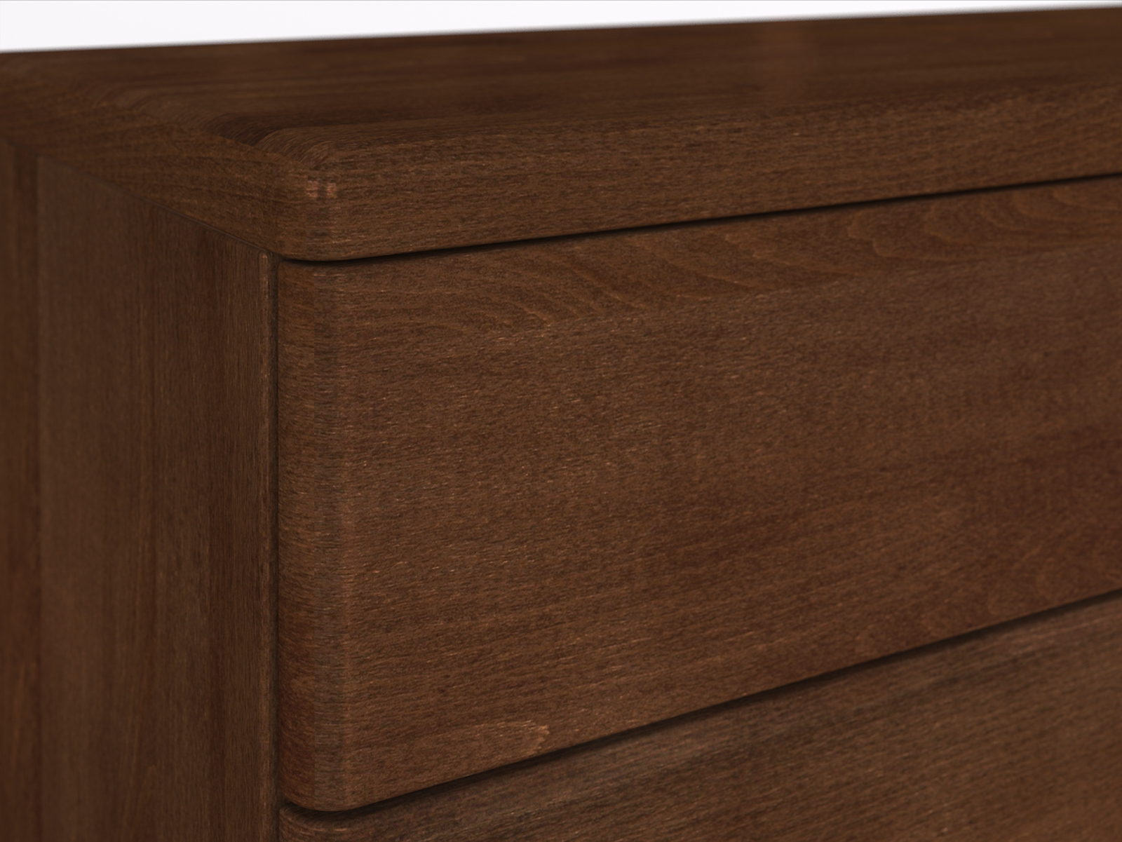 Abgerundete Kanten - Kernbuchenkommode Dunkel „Nora“ Detail