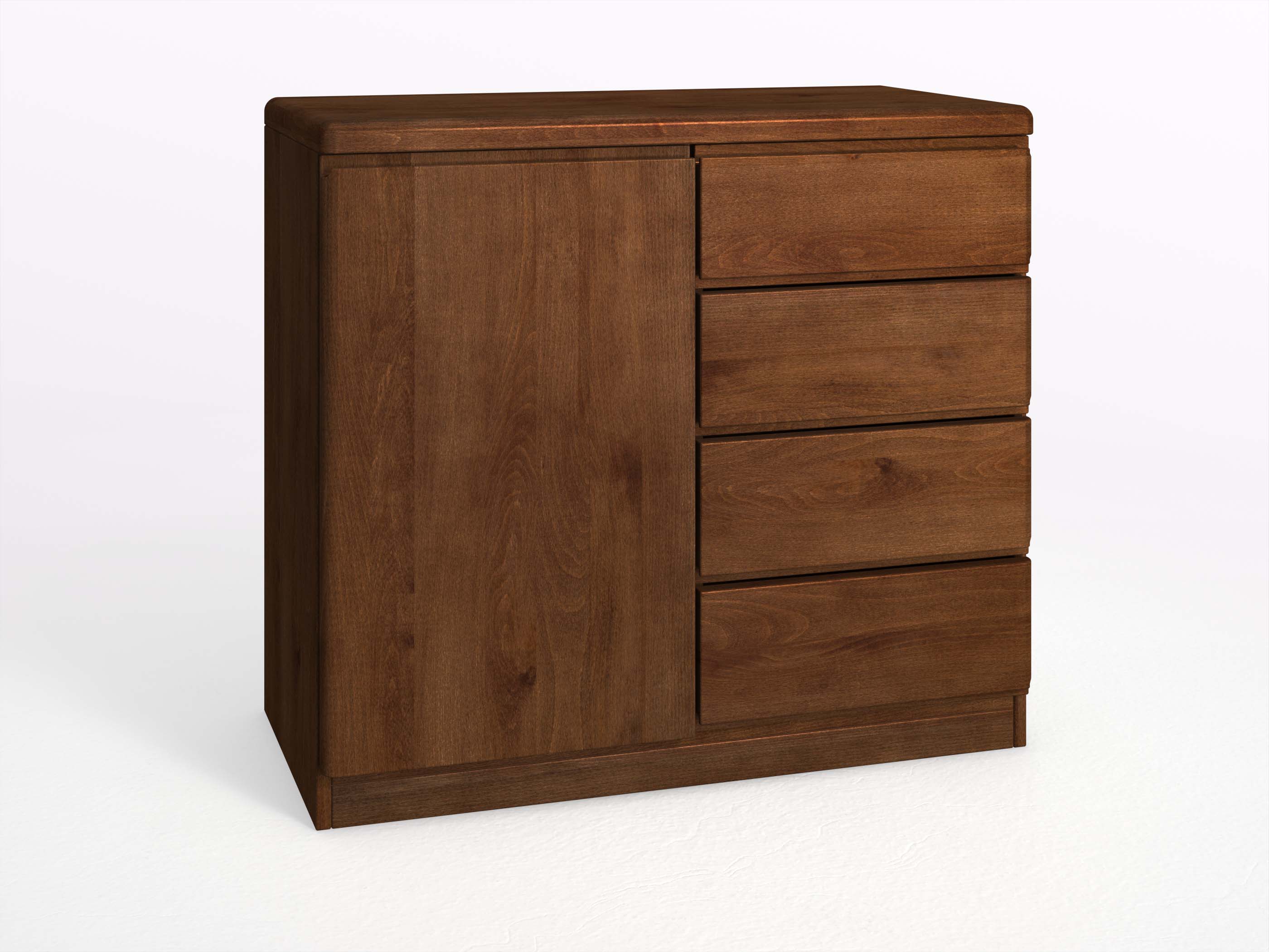Buchenkommode Dunkel „Norbert“ mit 1 Tür und 4 Laden