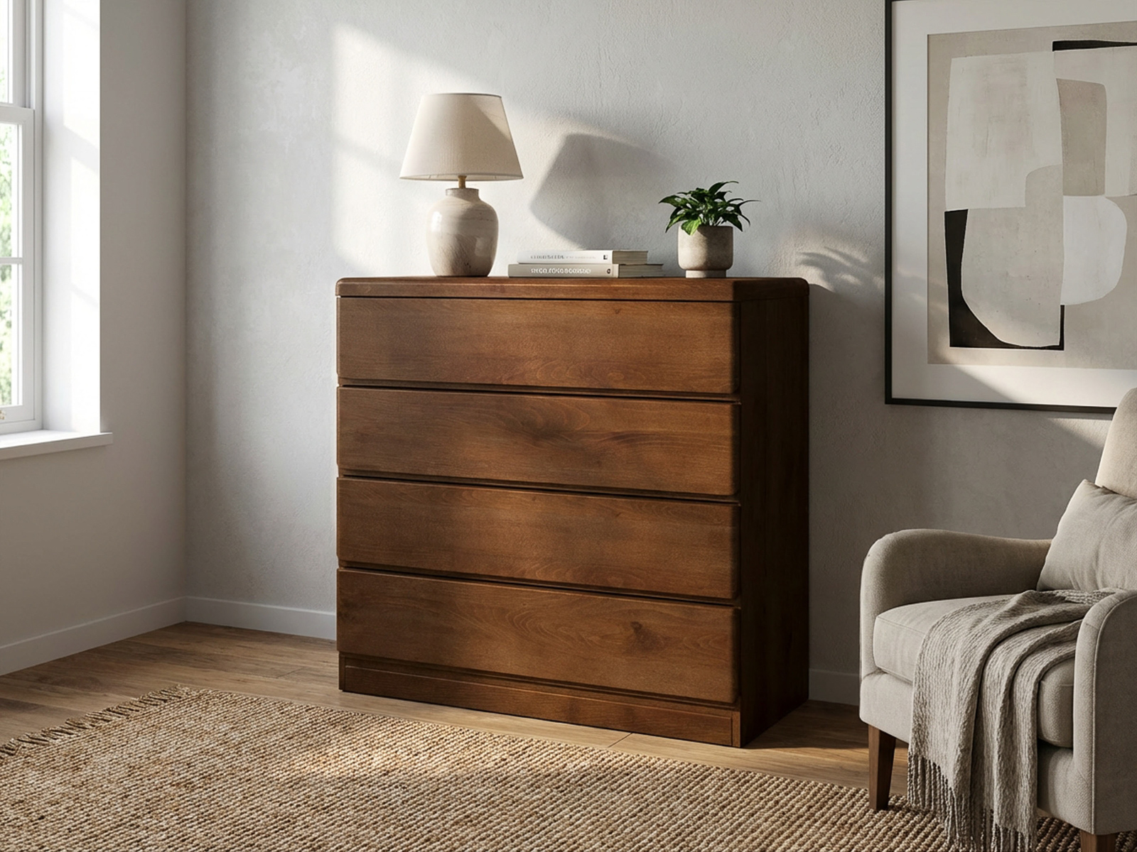 Buchenkommode Dunkel „Norbert“ mit 4 Laden 