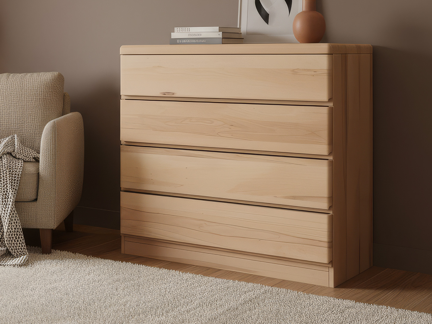 Kernbuchenkommode „Norbert“ mit 4 Laden 