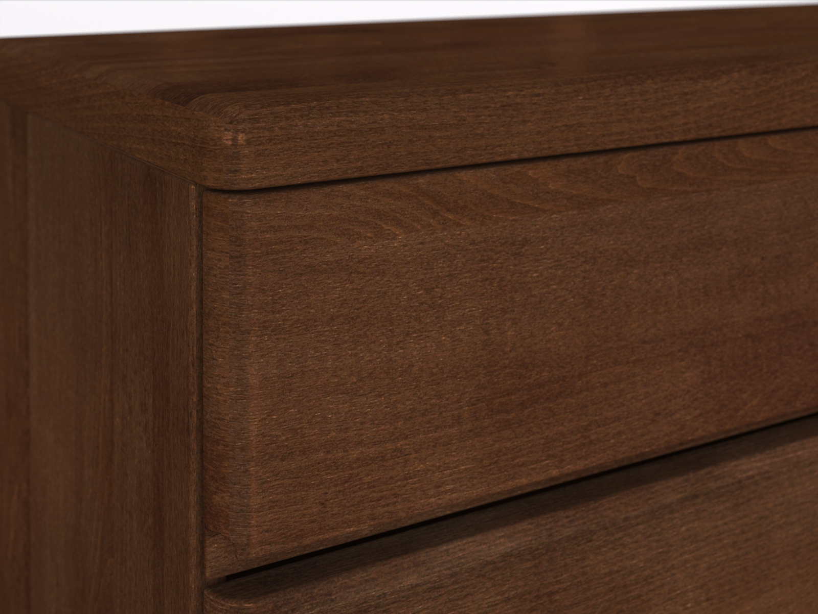 Kanten abgerundet - Buchenkommode Dunkel „Norbert“ Detail