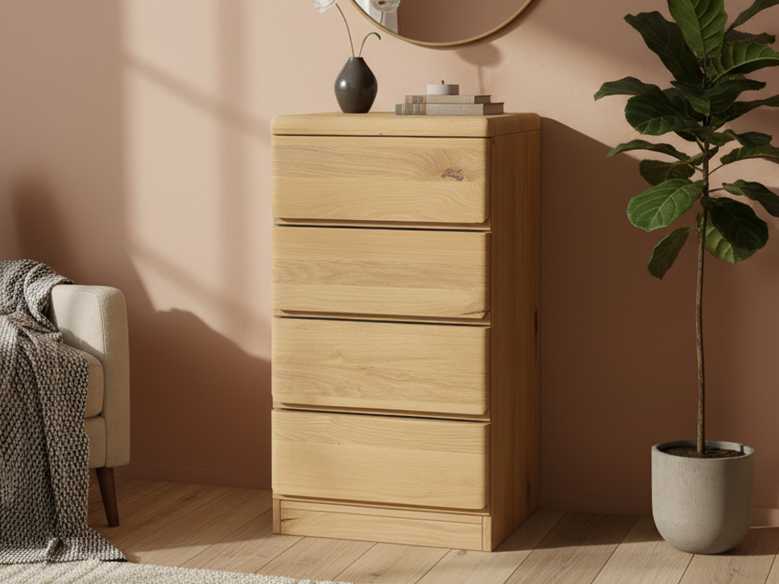 Wildeichenkommode Hell „Norbert“ mit 4 Laden