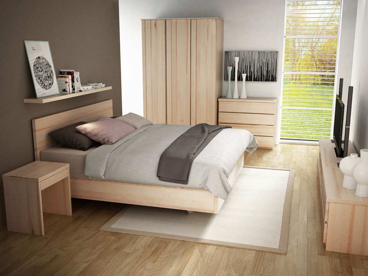 Schlafzimmer mit Kommode „Patrizia“ 100 cm in Esche