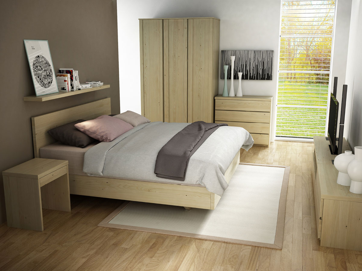 Schlafzimmer mit Kastanienschrank „Patrizia“ 3-türig, Höhe 235 cm