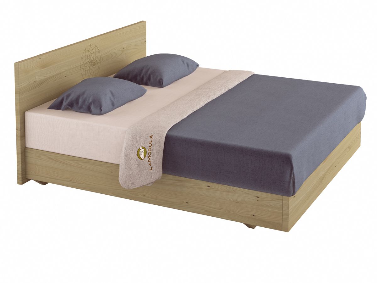 Kastanienbett „Lukas“ Boxspring 180 x 200 cm mit Gravur und breitem Kopfteil