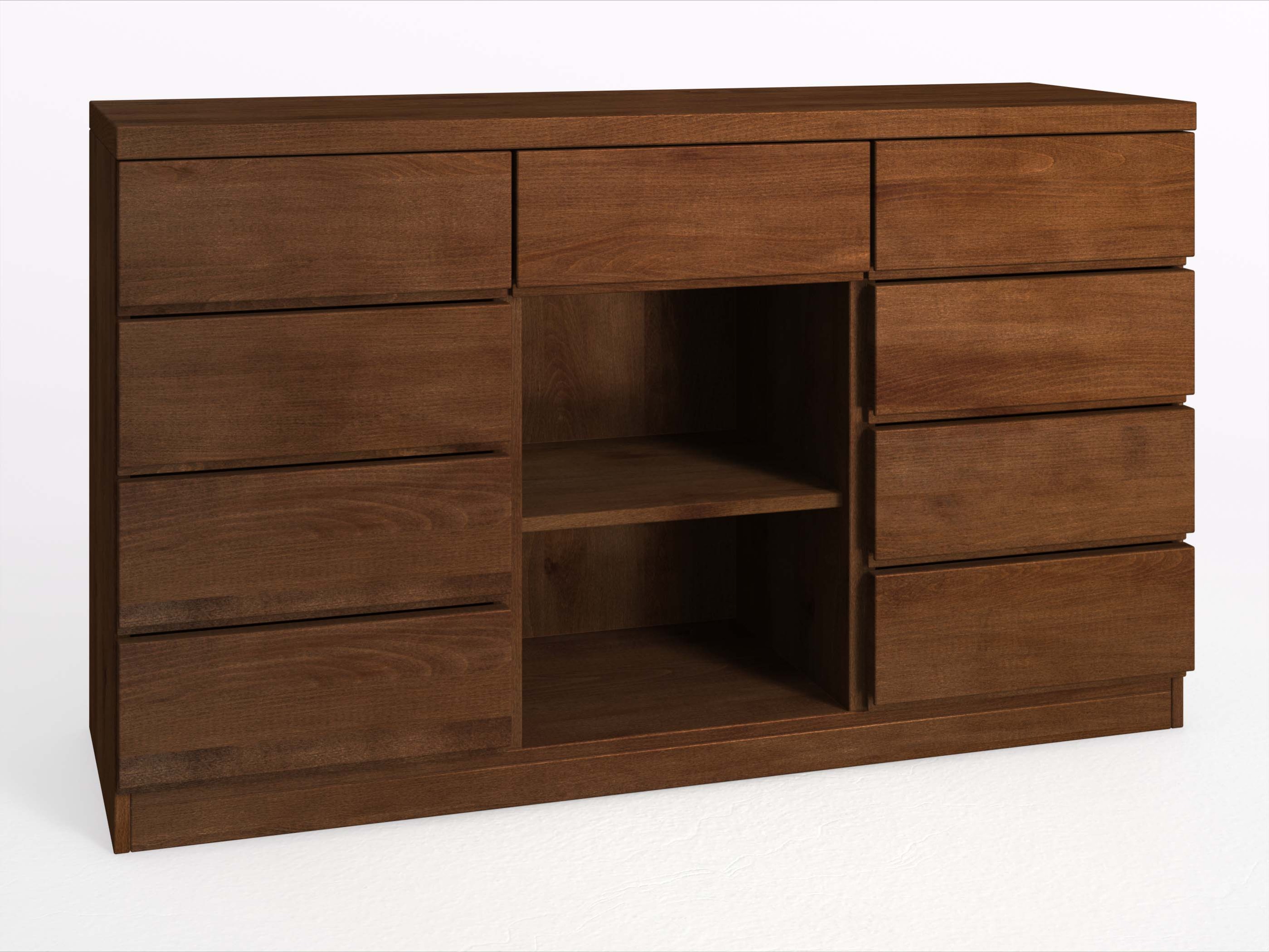 Buchenkommode Dunkel „Patrizia“ mit 2 Fächer und 9 Laden