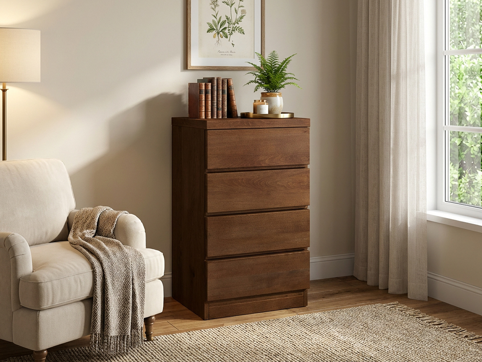 Buchenkommode Dunkel „Patrizia“ mit 4 Laden