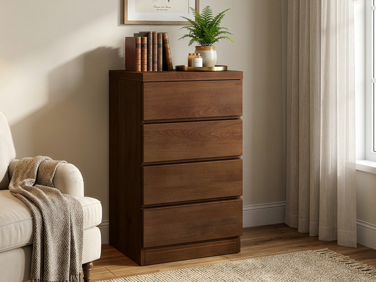 Buchenkommode Dunkel „Patrizia“ mit 4 Laden