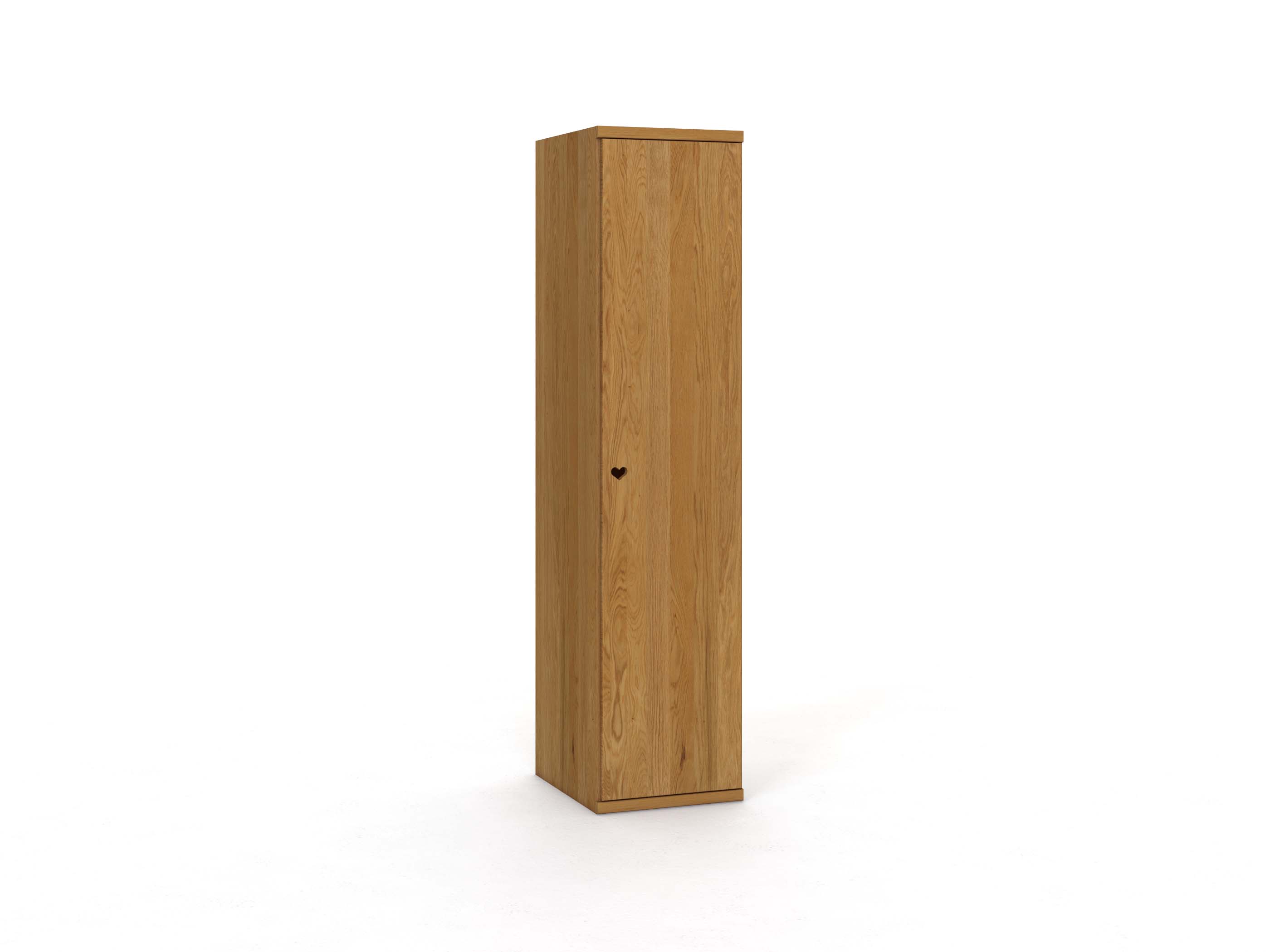 Eichenschrank „Romana“, 1-türig, Höhe 220 cm, Griffausführung „Heidi“,  Türanschlag rechts