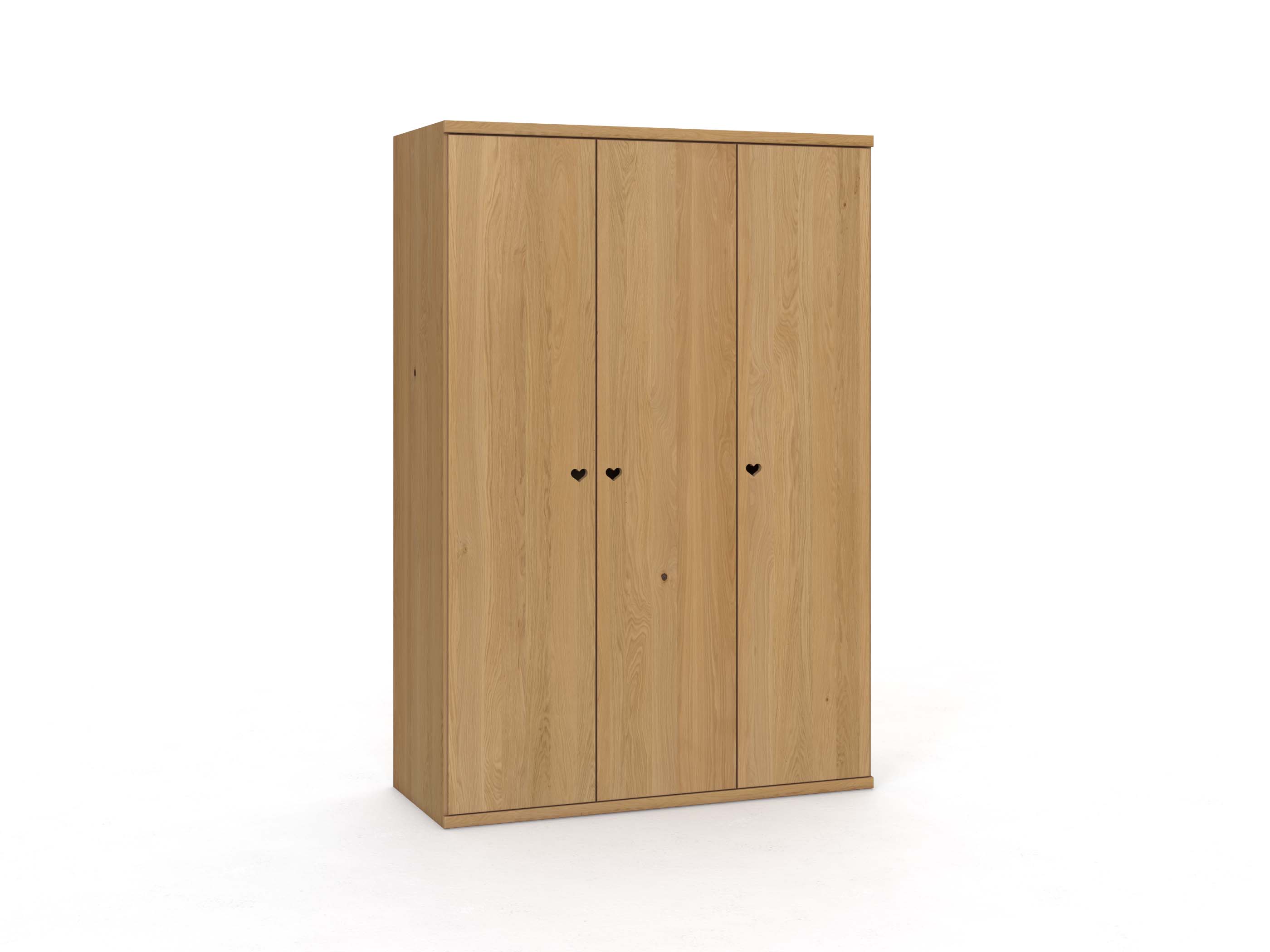 Eichenschrank Hell „Romana“, 3-türig, Höhe 220 cm, Griffausführung „Heidi“