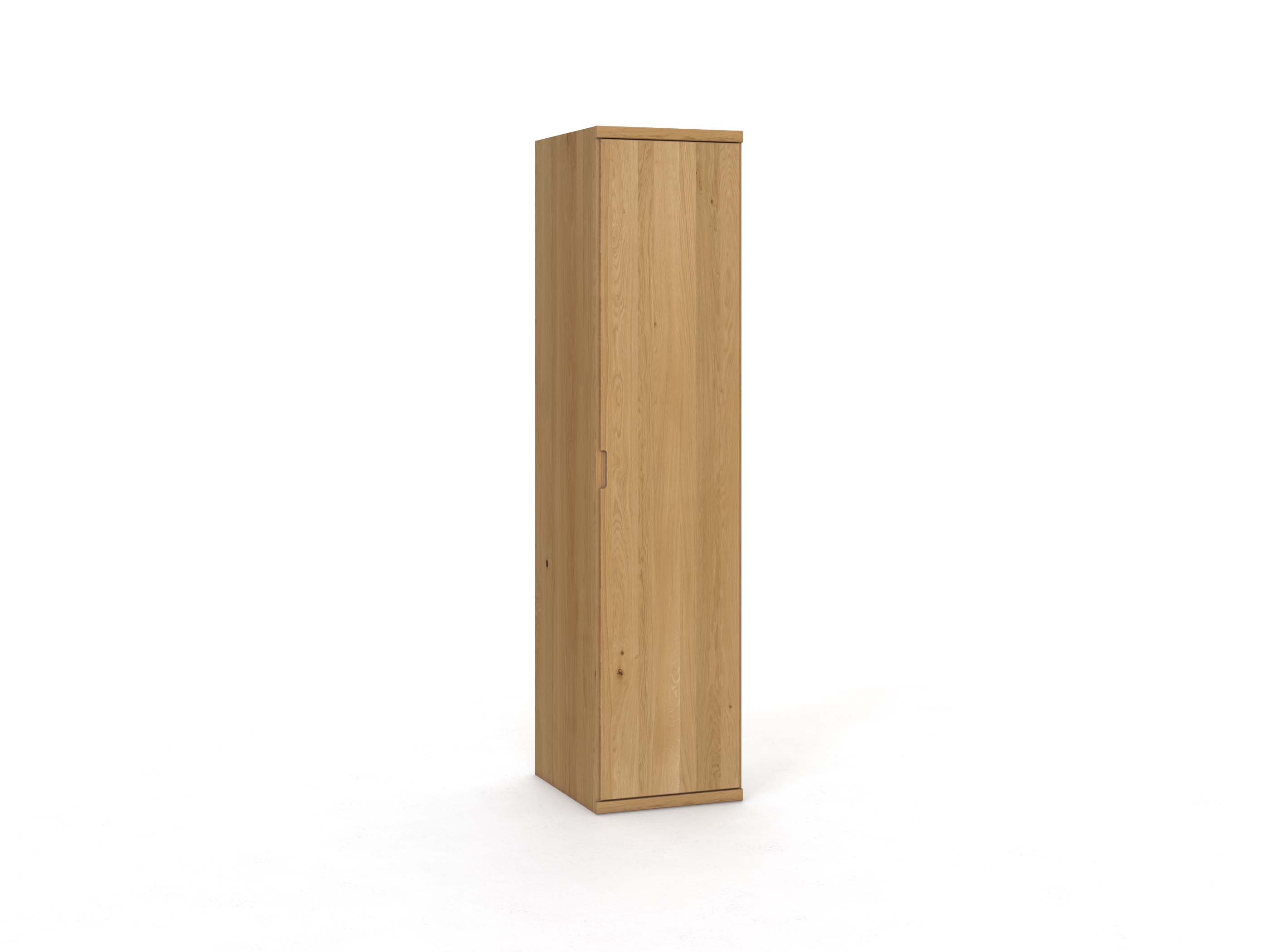 Eichenschrank Hell „Romana“, 1-türig, Höhe 220 cm, Griffausführung „Lukas“,  Türanschlag rechts
