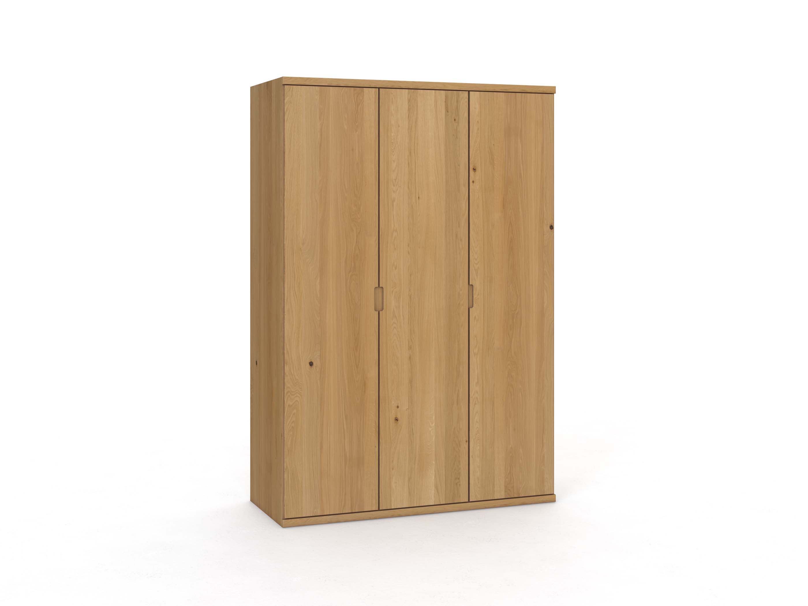 Eichenschrank Hell „Romana“, 3-türig, Höhe 220 cm, Griffausführung „Lukas“
