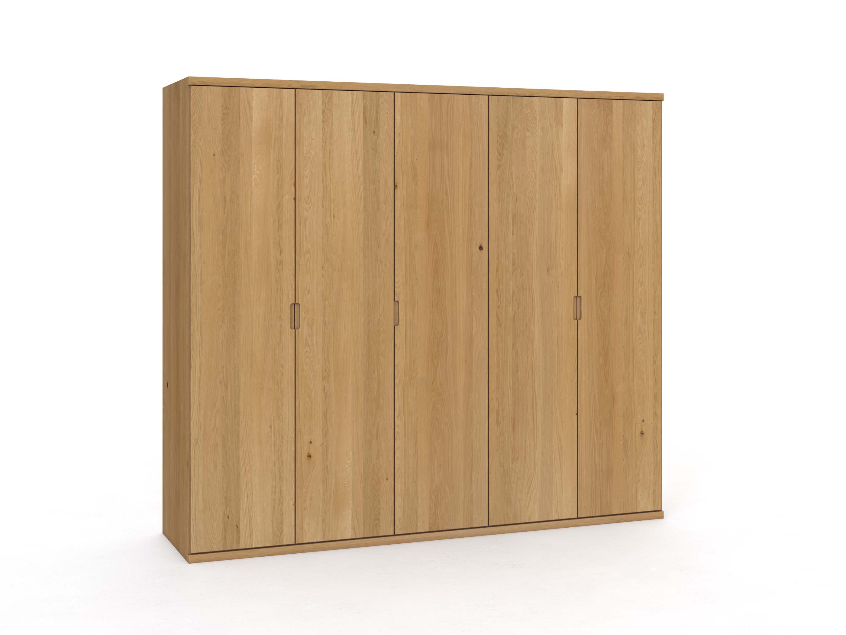 Eichenschrank Hell „Romana“, 5-türig, Höhe 220 cm, Griffausführung „Lukas“