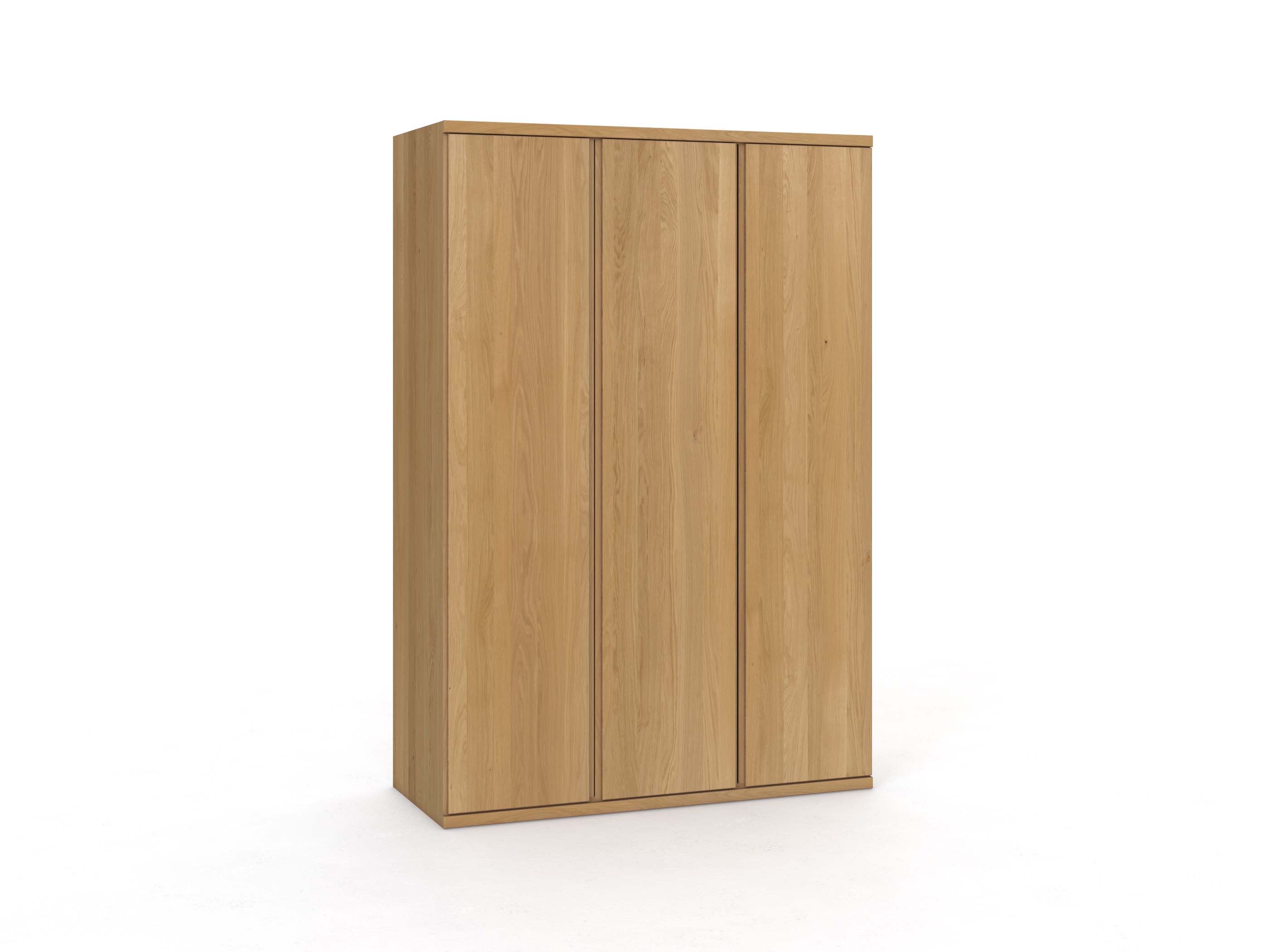 Eichenschrank Hell „Romana“, 3-türig, Höhe 220 cm, Griffausführung „Patrizia“