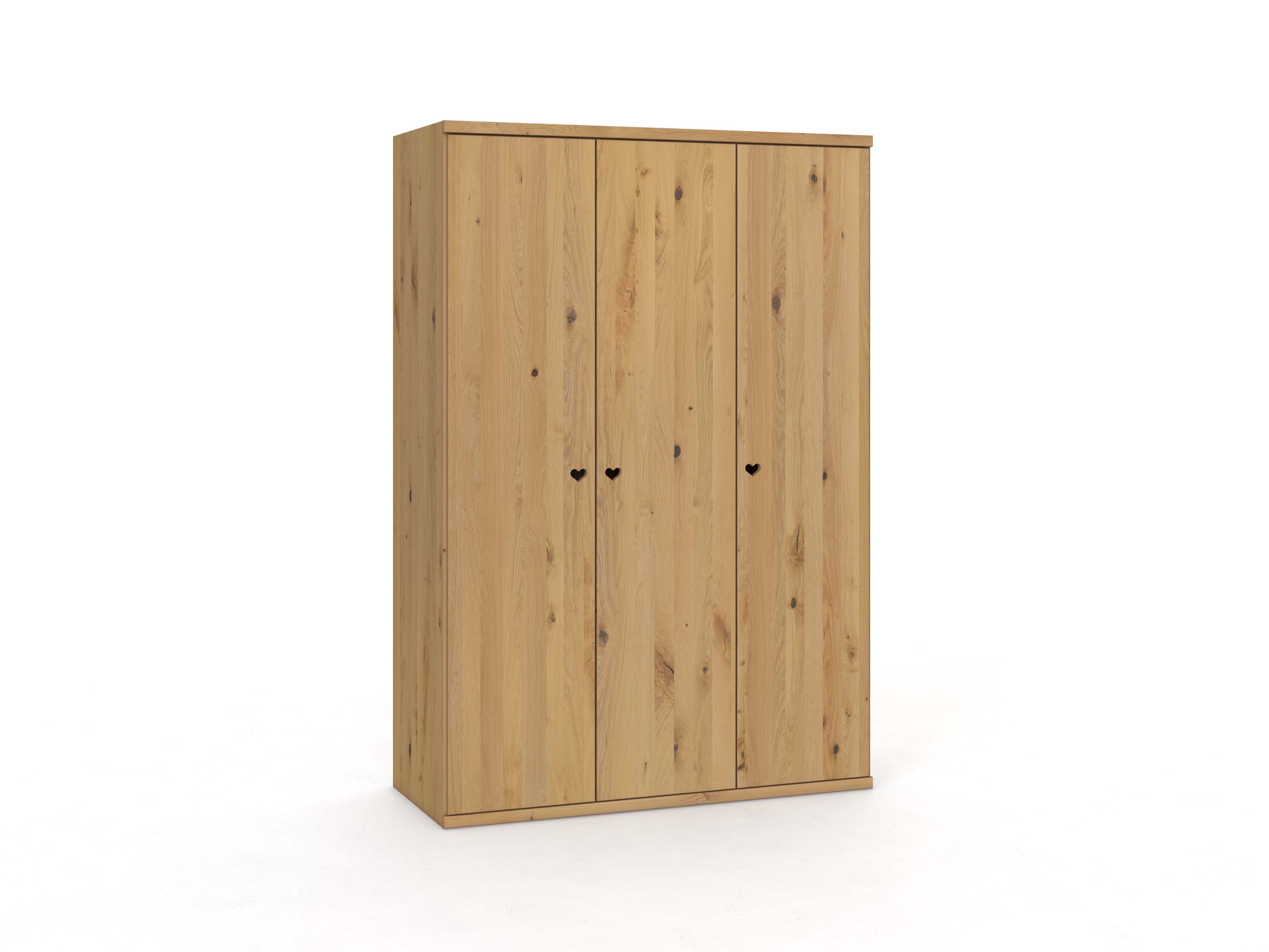 Wildeichenschrank Hell „Romana“, 3-türig, Höhe 220 cm, Griffausführung „Heidi“