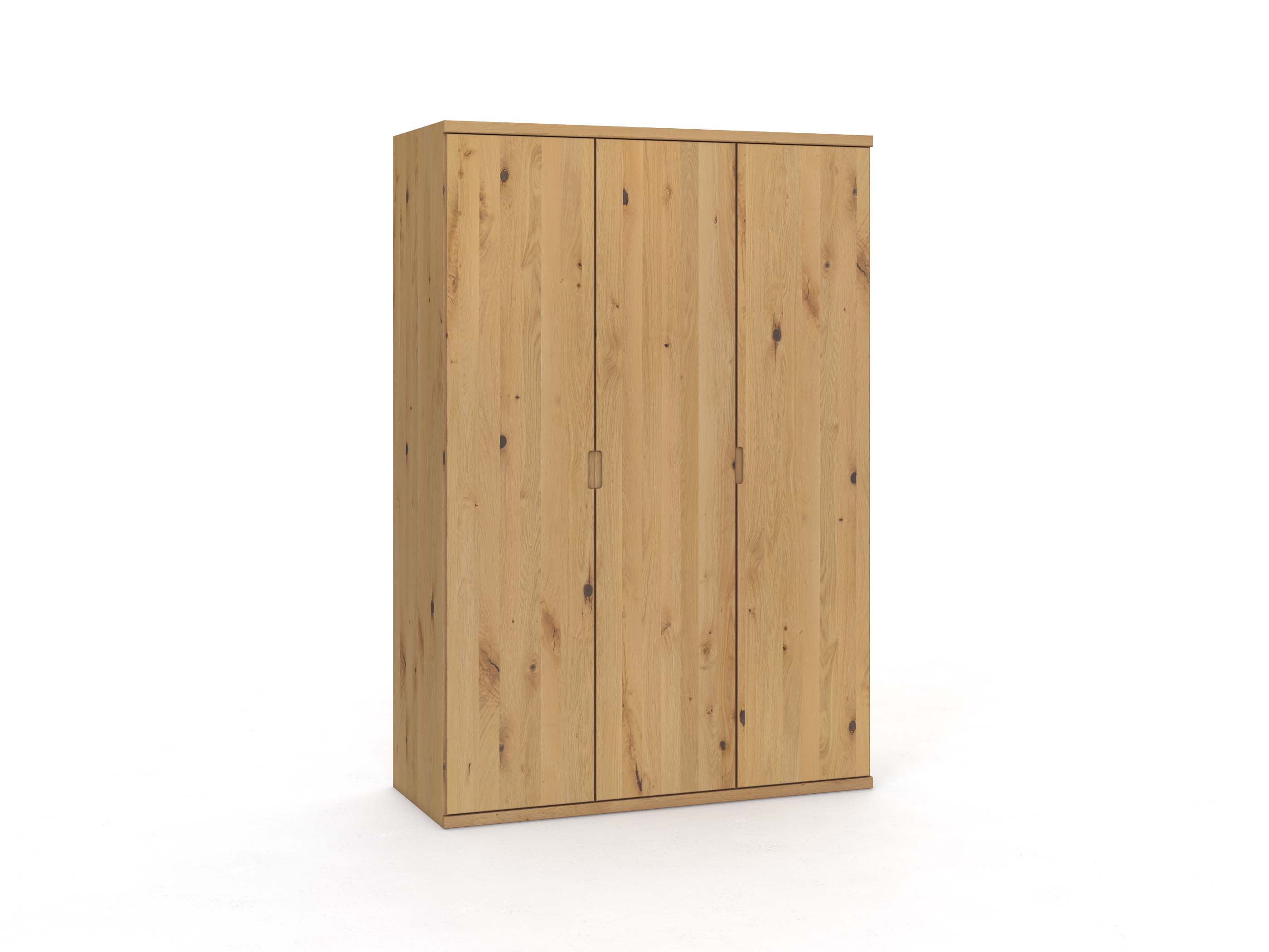 Wildeichenschrank Hell „Romana“, 3-türig, Höhe 220 cm, Griffausführung „Lukas“