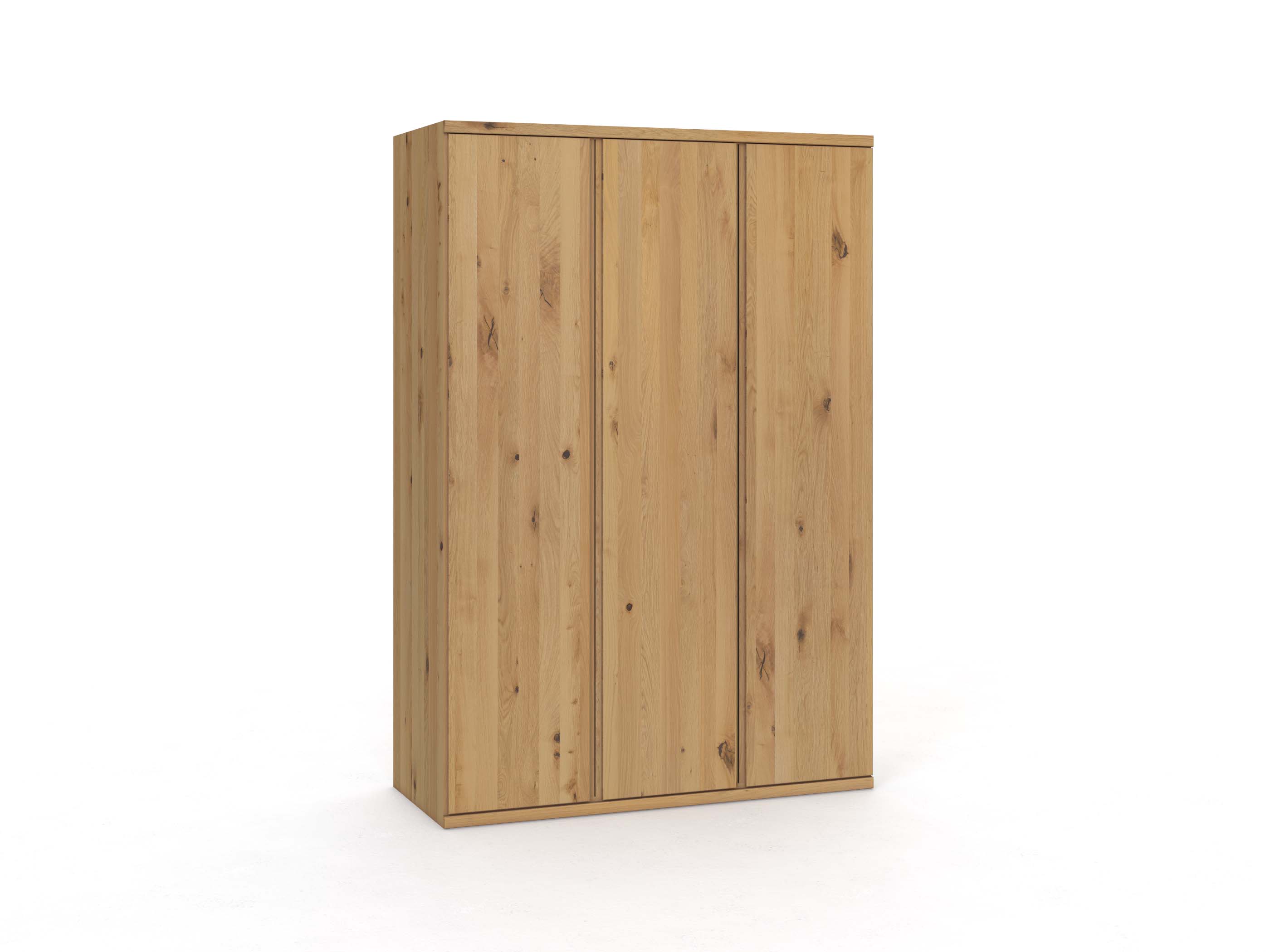 Wildeichenschrank Hell „Romana“, 3-türig, Höhe 220 cm, Griffausführung „Patrizia“