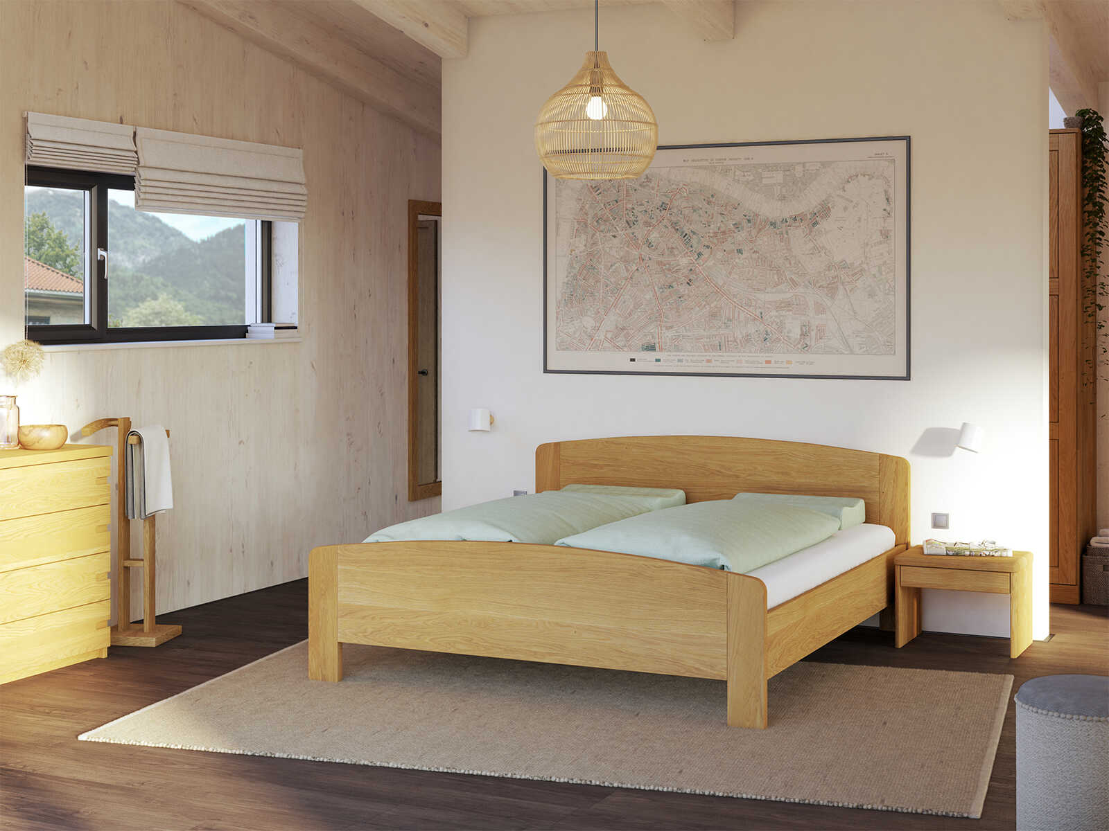 Schlafzimmer mit Eichenkommode „Stefan“ 100 cm