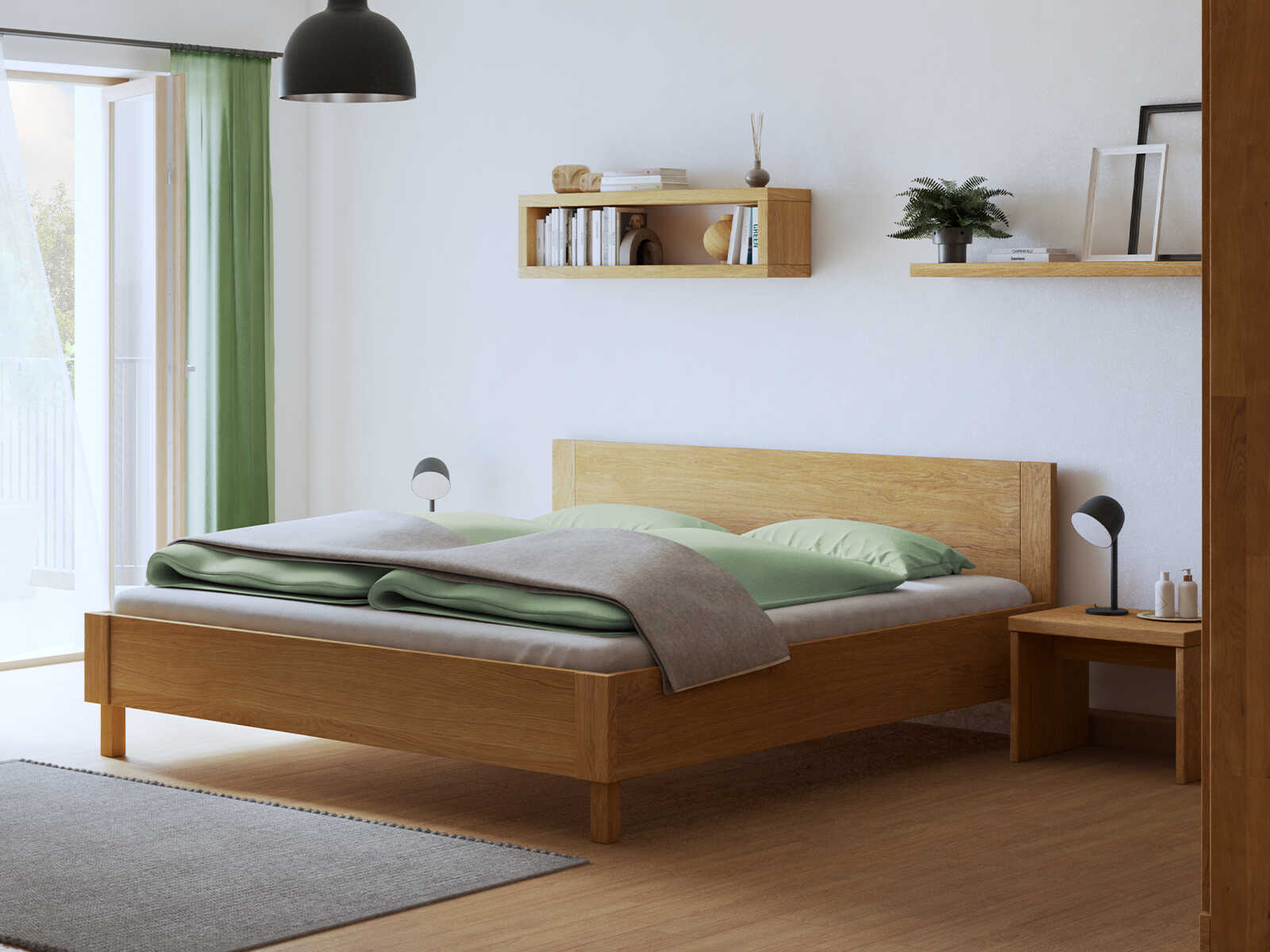 Bett „Max“ aus Massivholz in 180 x 200 cm mit geradem Kopfteil