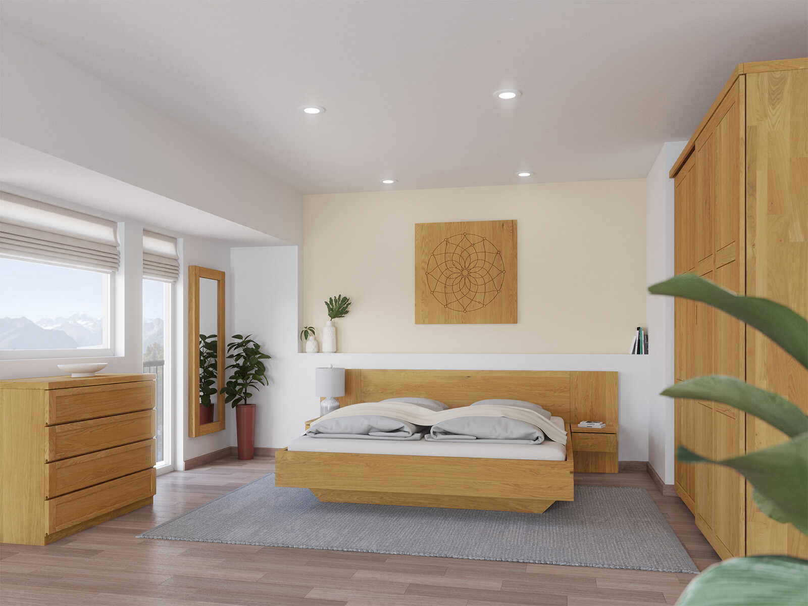 Schlafzimmer mit Massivholzkommode „Susanne“ 100 cm