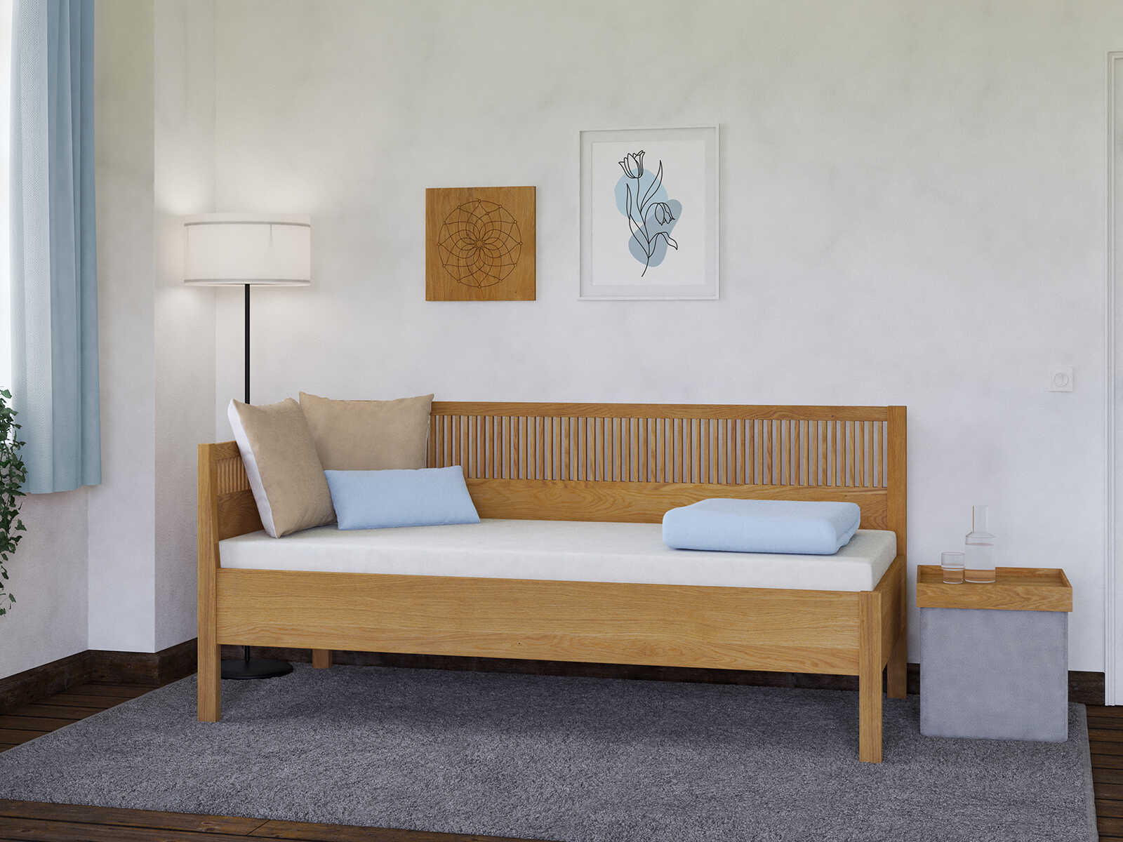 Sofabett „Julia“ aus Eiche in den Maßen 90 x 200 cm