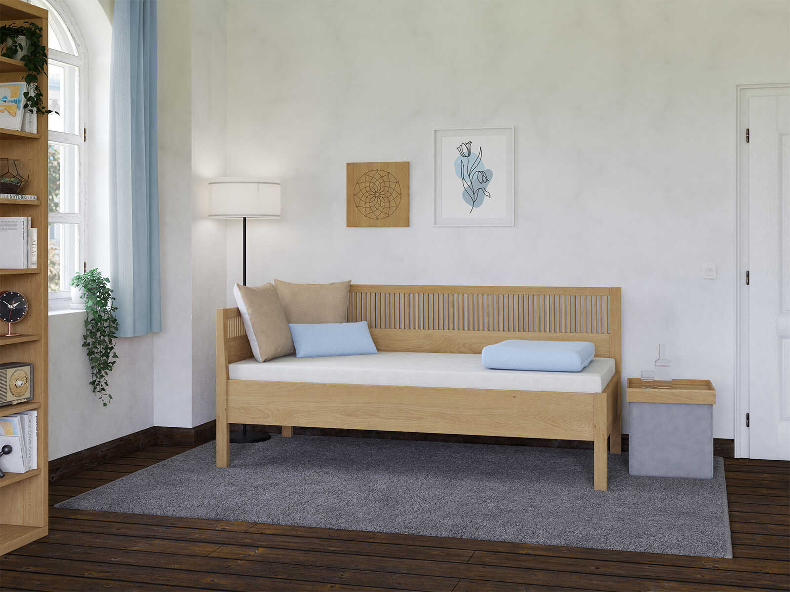 Zimmer mit Sofabett „Julia“ aus Eiche Hell in den Maßen 90 x 200 cm