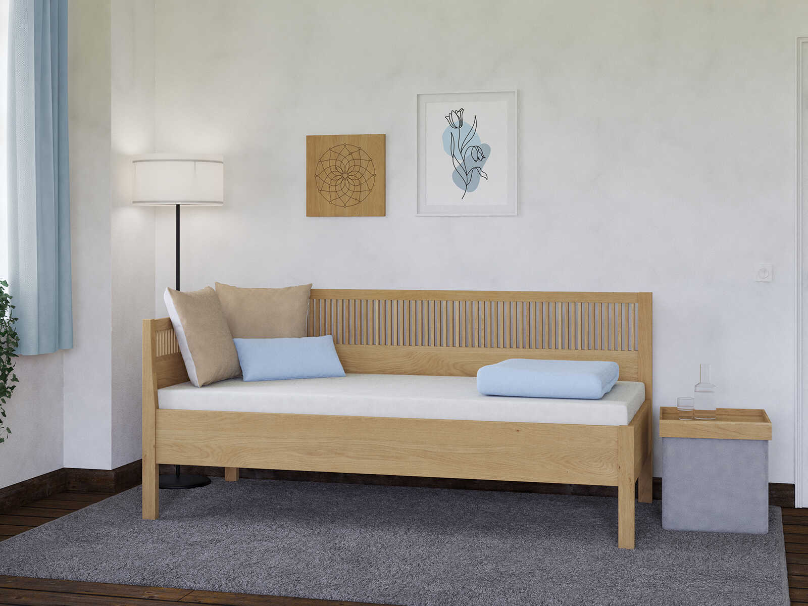 Sofabett „Julia“ aus Eiche Hell in den Maßen 90 x 200 cm
